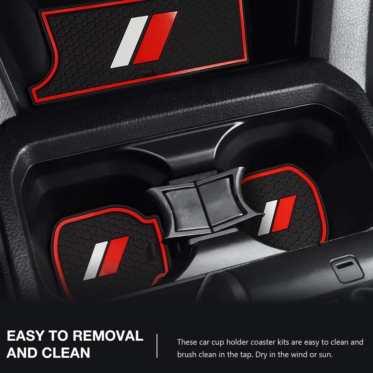 Auovo Anti-Dust Mats For Toyota Tacoma Accessories Trd Pro 2016-2023 Custom Interior Trim Car Cup Holder Inserts Center Console Door Pocket Liners (Double Cab, 18Pcs) (Red)