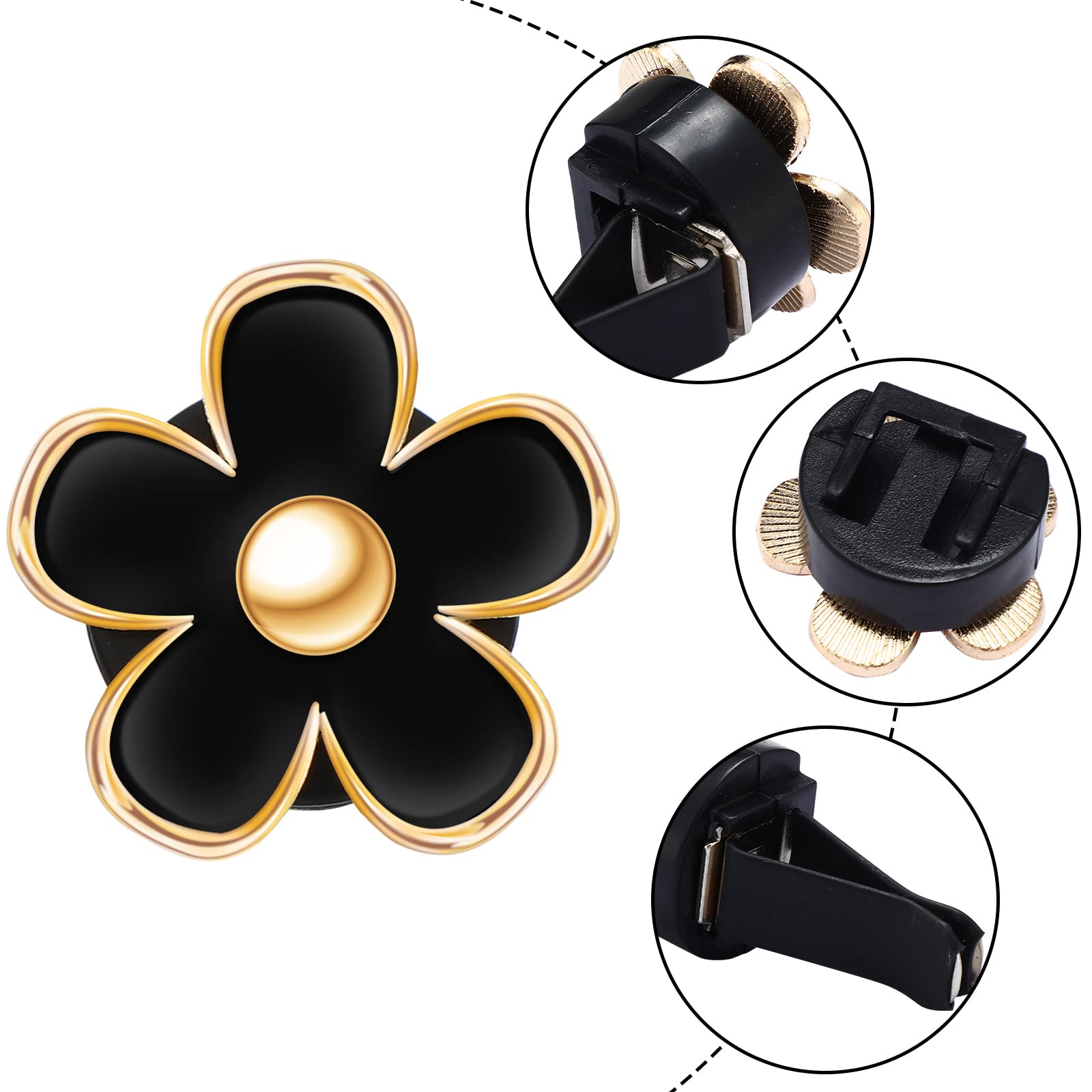 Frienda 6 Pcs Daisy Flower Air Vent Clip Air Freshener Outlet Clip Car Air Conditioning Clip Charm Car Inter Decor(Black, 2.5 Cm