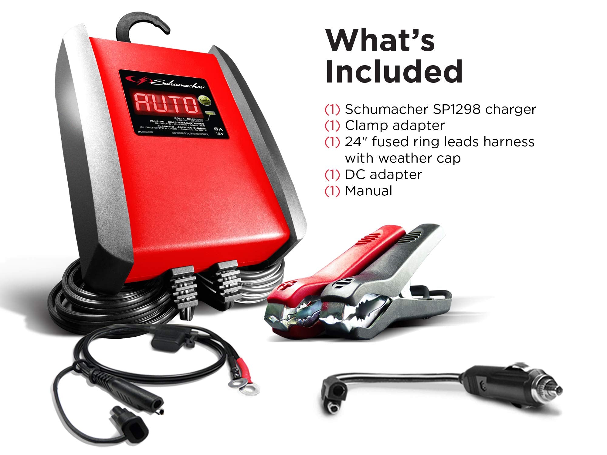 Schumacher Sp1298 Fully Automatic Battery Charger, Maintainer, And Auto Desulfator - 6 Amp, 12V - For Cars, Motorcycles, Lawn Tractors, Marine, And Lithium Batteries