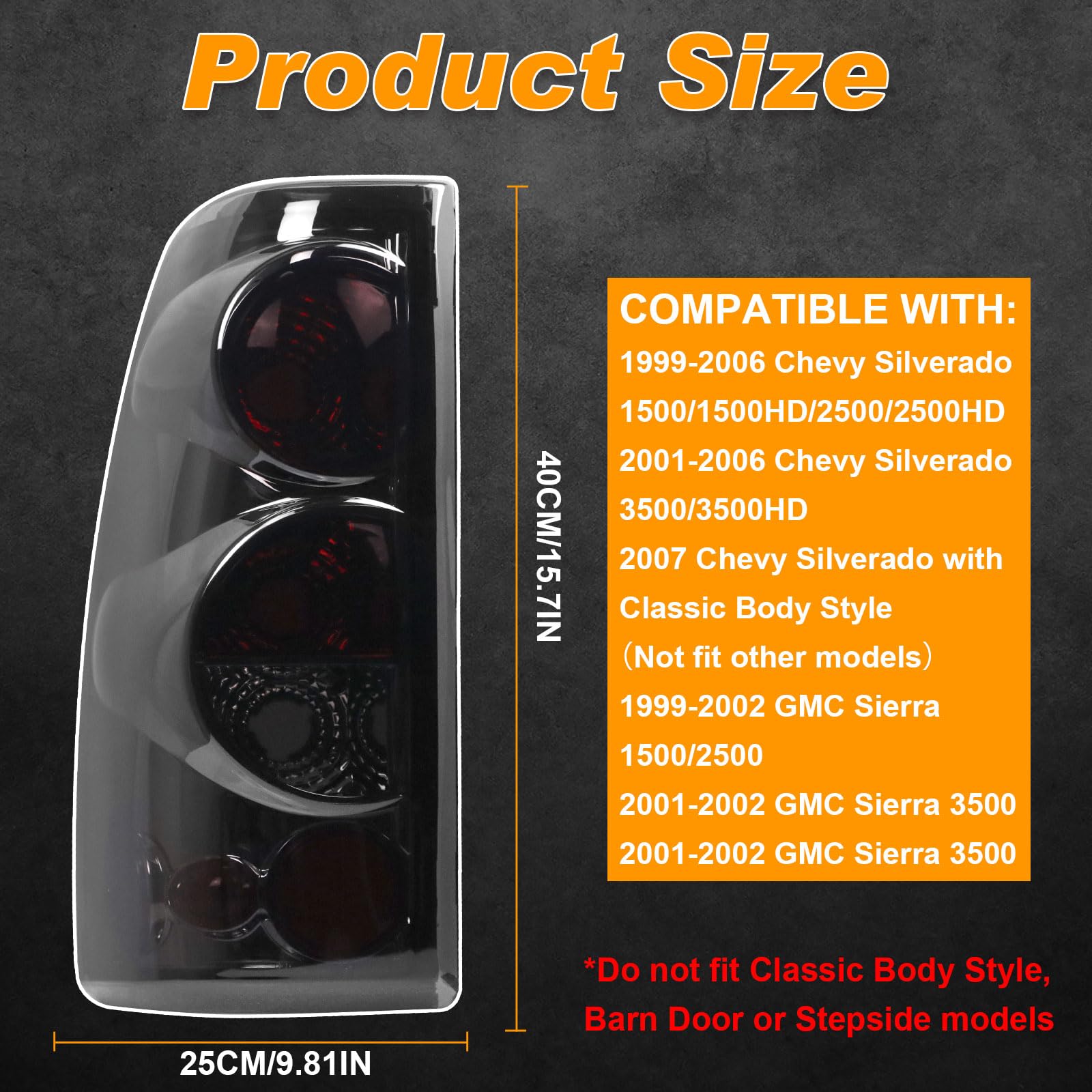 Nakuuly Tail Light Compatible With 1999-2006 Chevy Silverado 1500 2500 3500 2007 Classic, 1999-2002 Gmc Sierra 1500 2500 3500 Dr