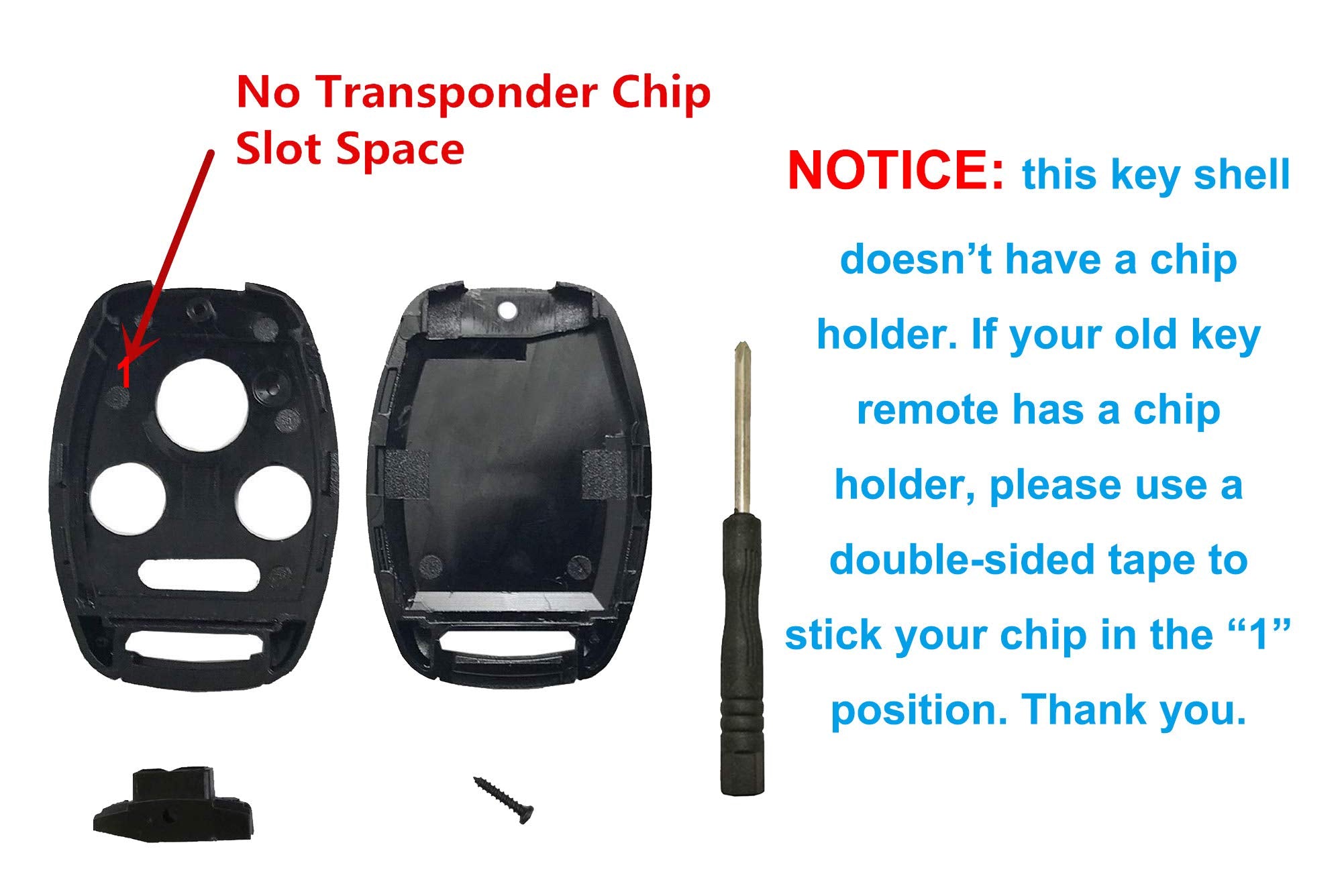 2 Pcs Replacement Key Fob Case Shell Fit for Honda Accord Ridgeline Civic CR-V Remote Key Fob Cover Cutting NOT Required