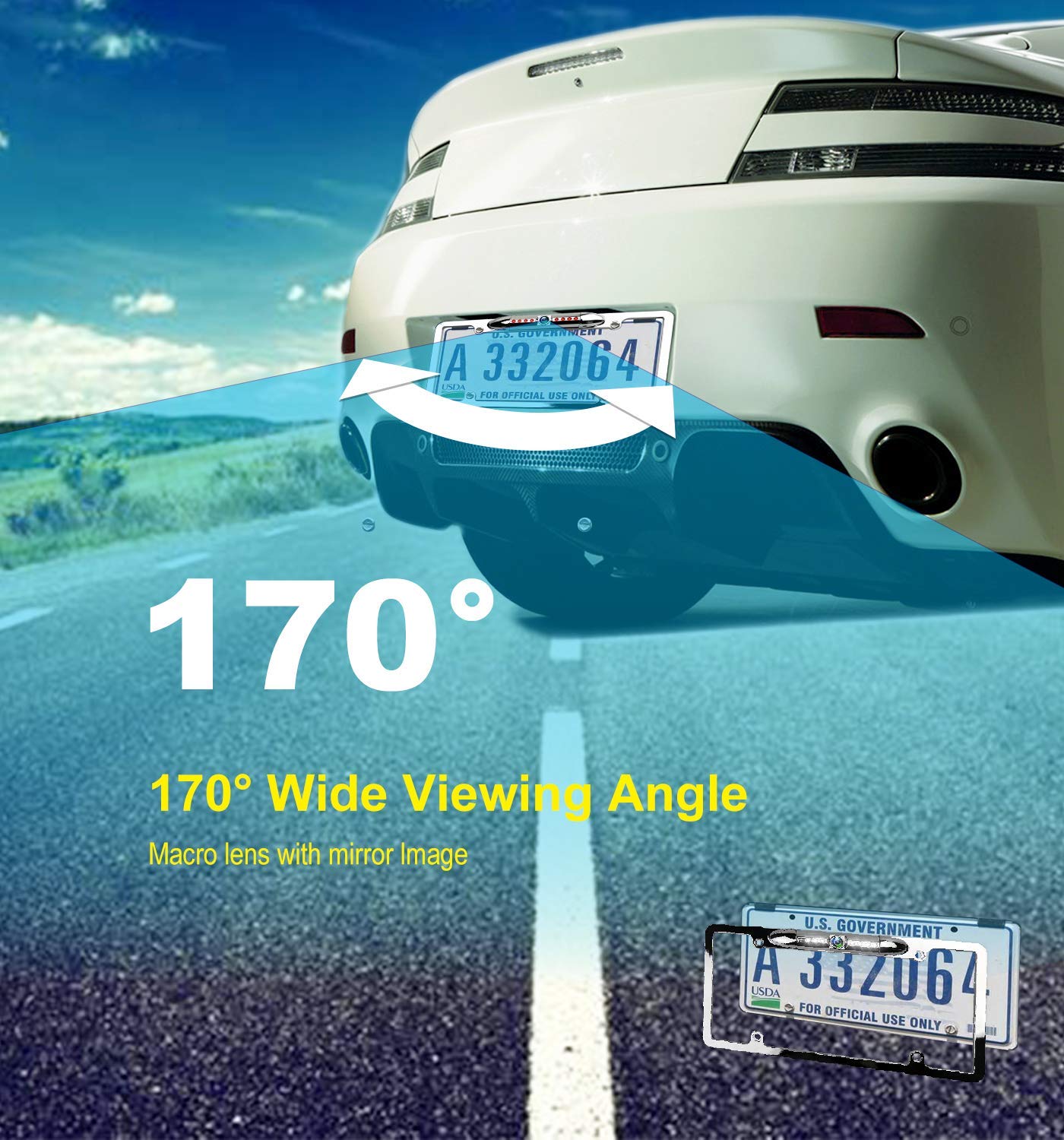 Jpp License Plate Camera, Jpp Backup Camera With Led Night Vision, Universal Car Rear View Camera For Any Vehicle, Waterproof Pa
