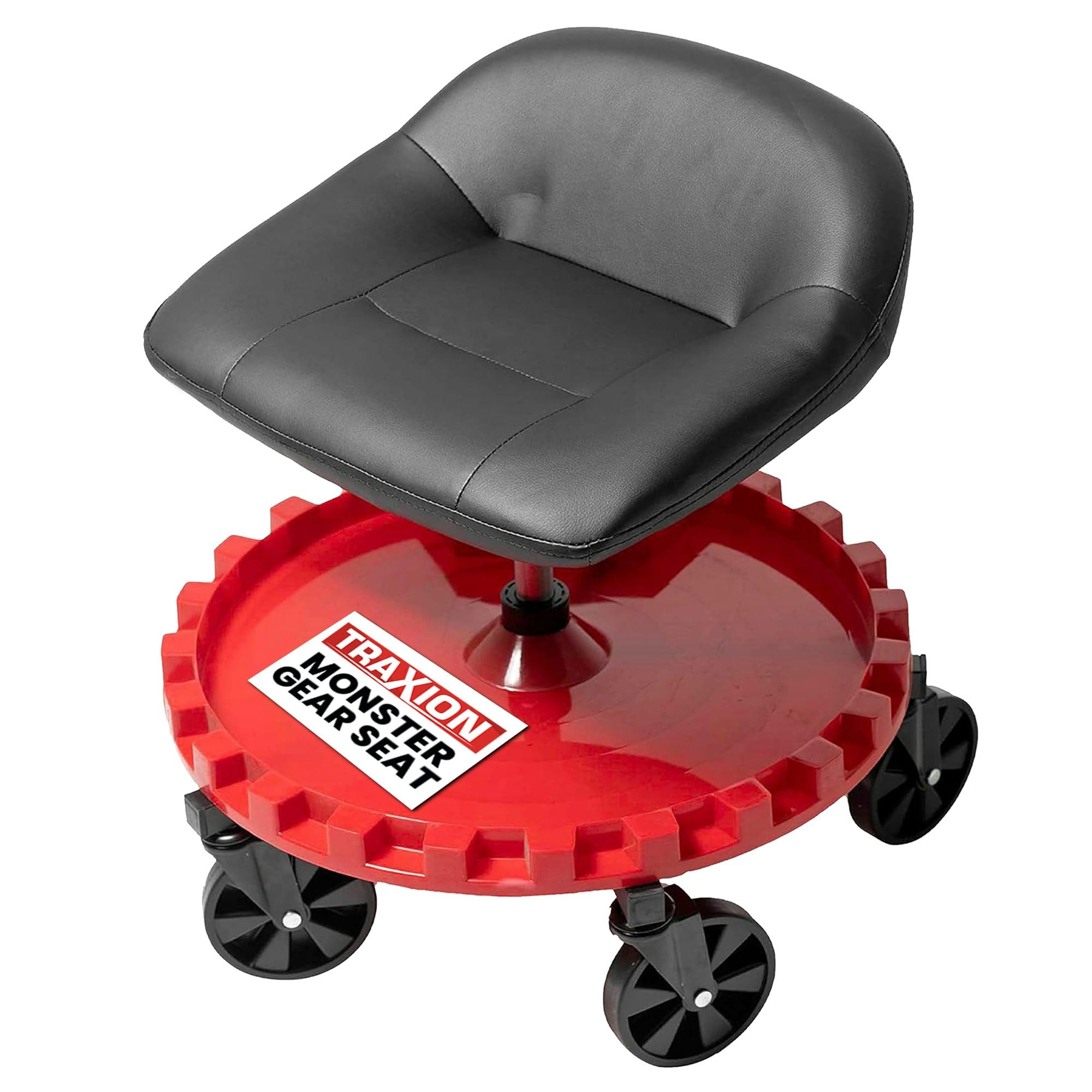 Traxion 2-230 Monster Rolling Padded Mechanic Stool Seat Garage Shop Roller Work Chair with Wheels and Tool Tray, Heavy-Duty 400