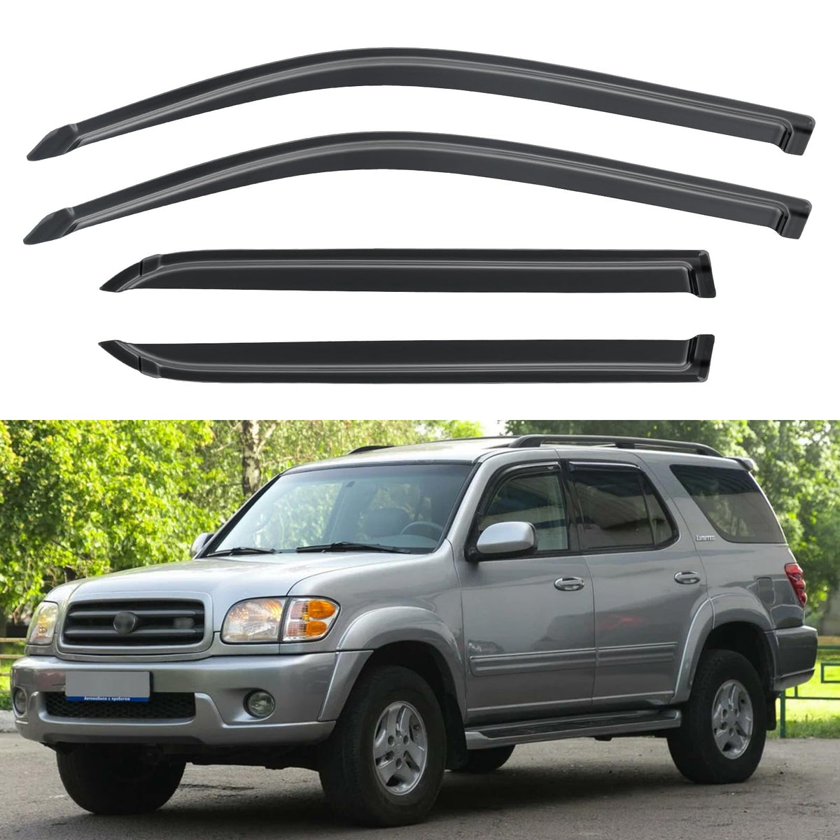 Window Visors Rain Guards Shield for 2001-2007 Toyota Sequoia, Out-Channel Window Vent Wind Deflectors Visors Shades for 01-07 S