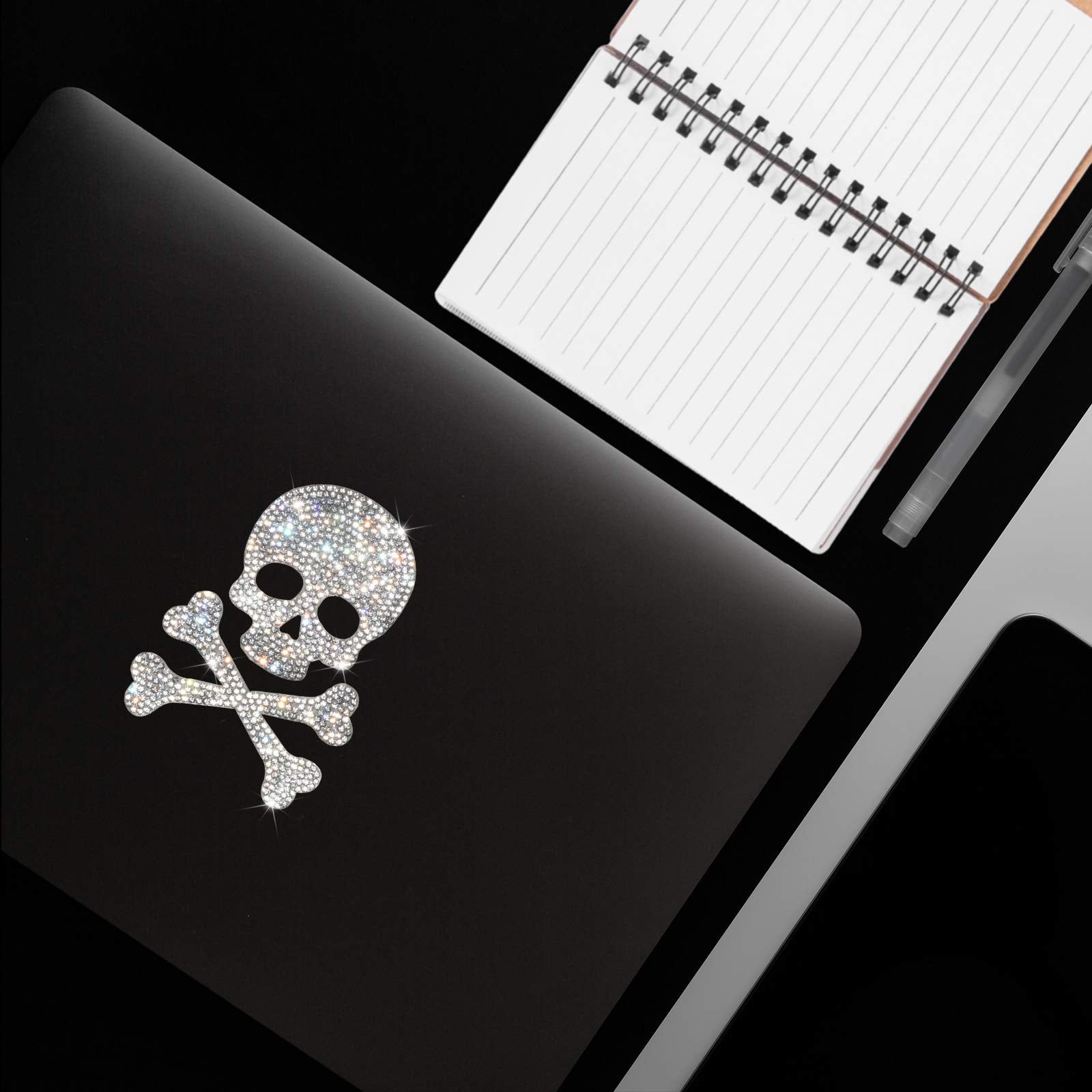 Hungmieh Car Decals For Women, Bling Rhinestone Skull Stickers And Decals With Self-Adhesive Backing For Car Interior&Exterior W