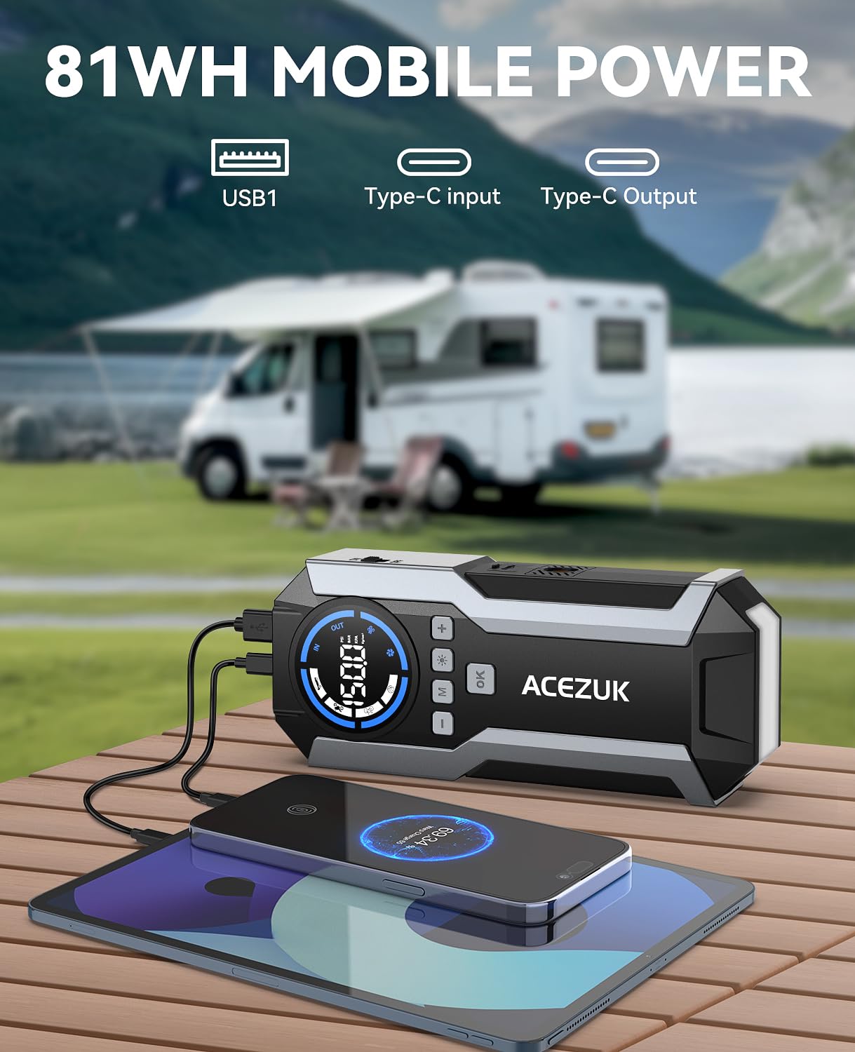 Jump Starter With Air Compressor, 8000A 150Psi Car Jump Starter (All Gas/10.0L Diesel), 12V Battery Jump Starters, Portable Jump