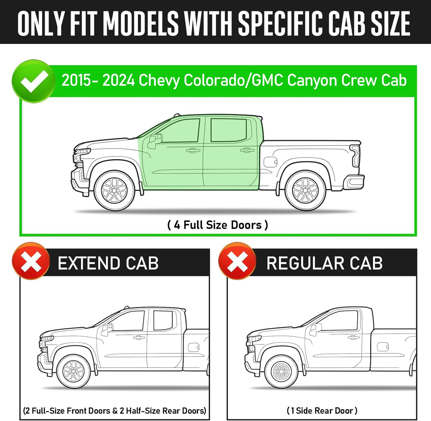 Smanow 75 Inch Running Boards Compatible With 2015-2024 Chevy Colorado/Gmc Canyon Crew Cab Door Step Drop Down Side Step, Hoop, Bcc Nerf Bar.