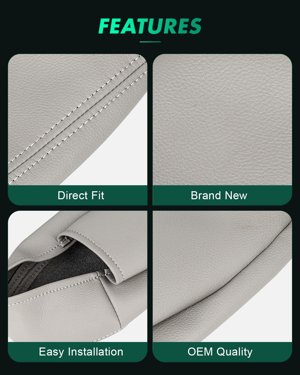 SCITOO Seat Armrest Covers Real Leather Compatible with 2001-2007 for Toyota Sequoia Gray Center Console Lid Replacement