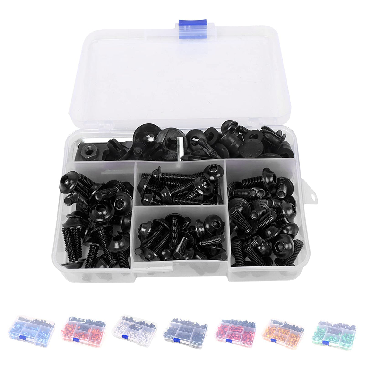 BAIONE Universal Fairing Bolt Kit 195 PCS M5 M6 Motorcycle Windscreen Screws Fasteners Accessories Replacement for Yamaha Honda 