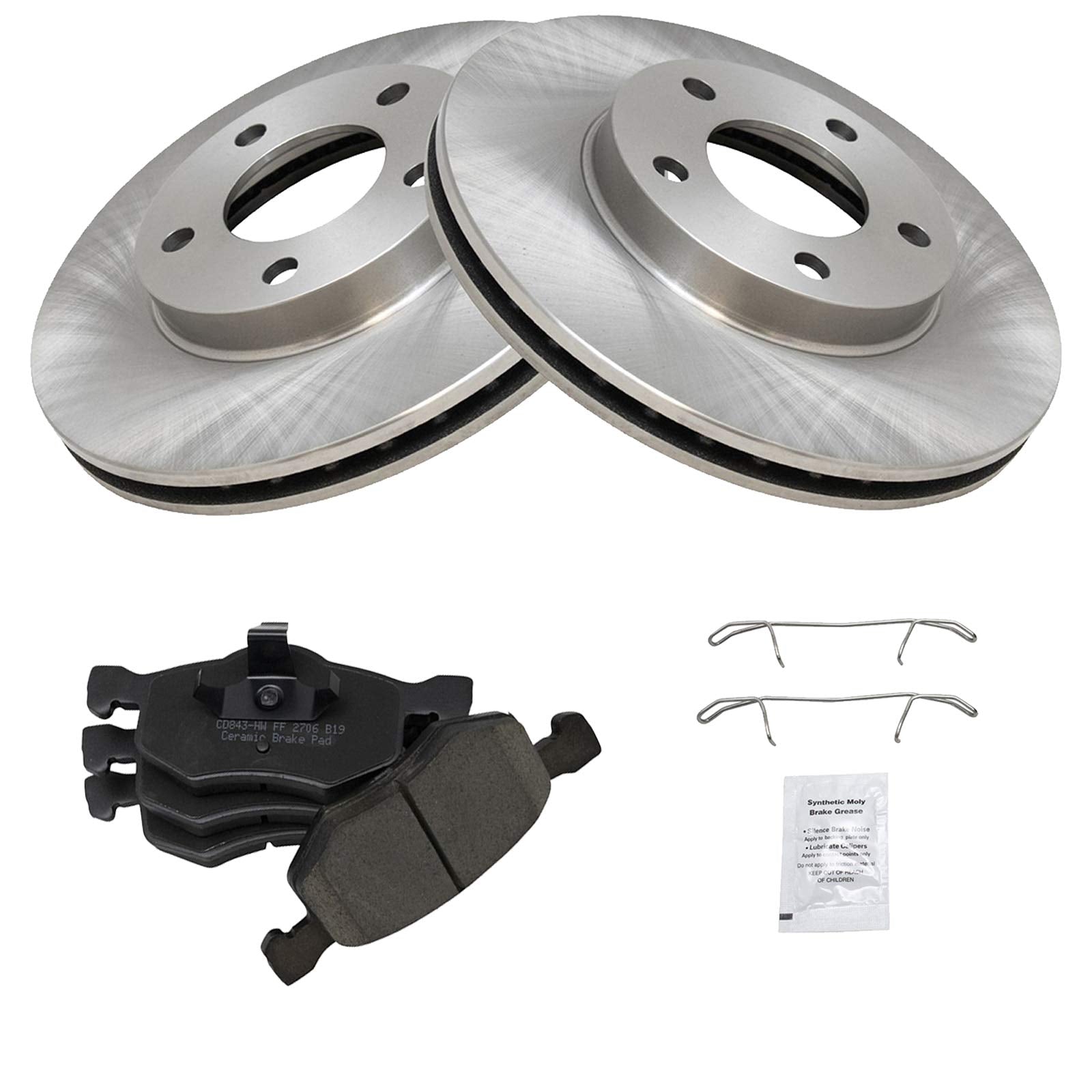 Trq Front Brake Pad & Rotor Kit Brake Pads Brake Rotor Ceramic Compatible With 2001-2007 Ford Escape 2001-2004 Mazda Tribute 200