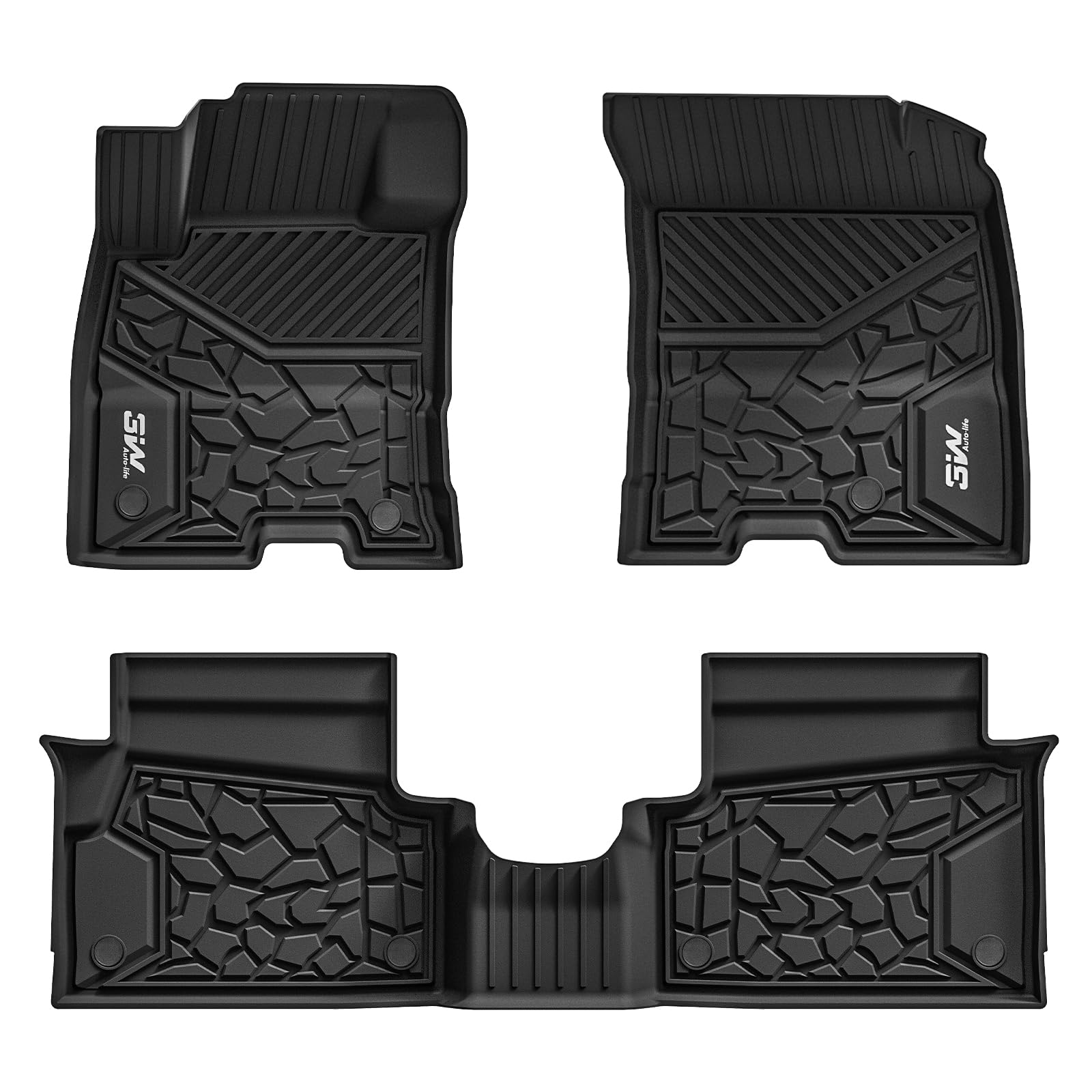 3W Floor Mats Fit For Ford Maverick Hybrid 2022 2023 2024 2025, Tpe All Weather Custom Fit Floor Liner Car Accessories 1St And 2