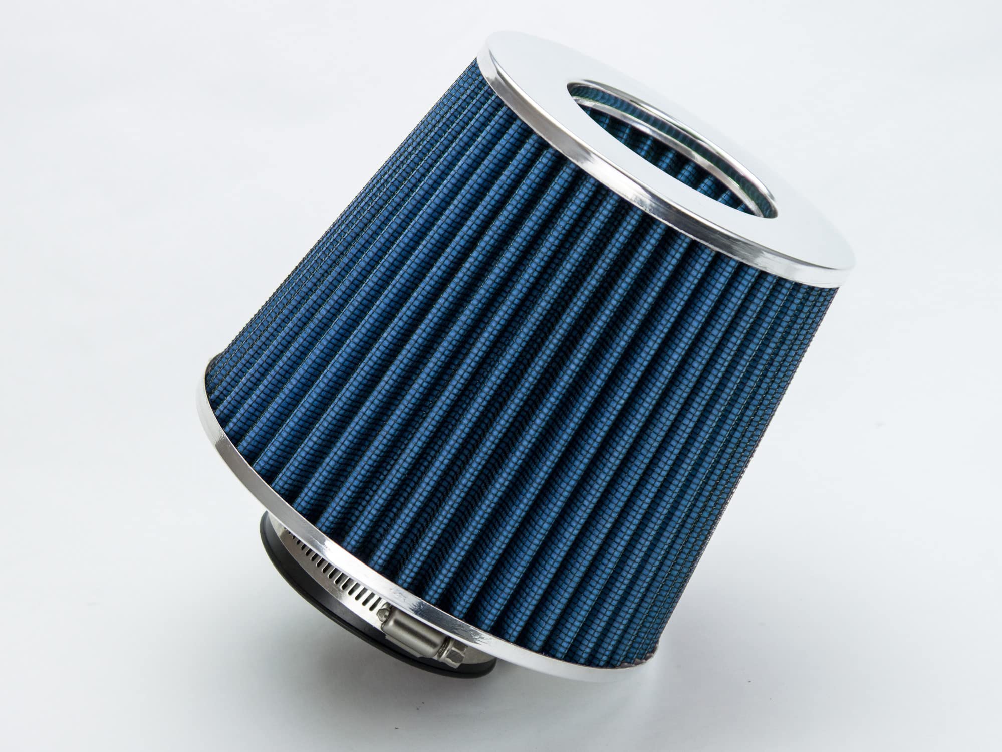 Blue 3.5'' 89 Mm Inlet Truck Cold Air Cone Replacement Performance Washable Clamp-On Dry Air Filter (8'' Tall)