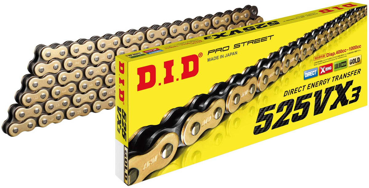 Did (525Vx3G120Zb) Gold 120 Link High Performance Vx Series X-Ring Chain With Connecting Link
