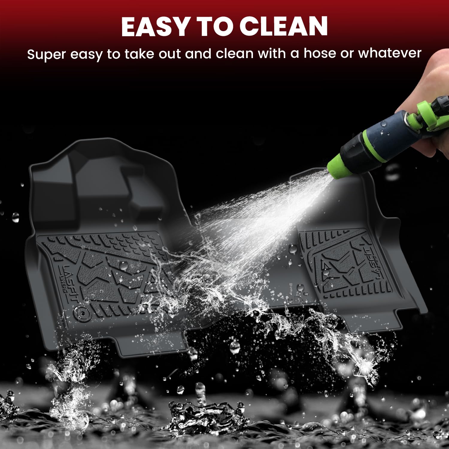 LASFIT Front Floor Mats for Ford F-150 2015-2025 Regular Cab Carpet Floor, Front Row Bench Seat, All Weather TPE Truck Liners fo