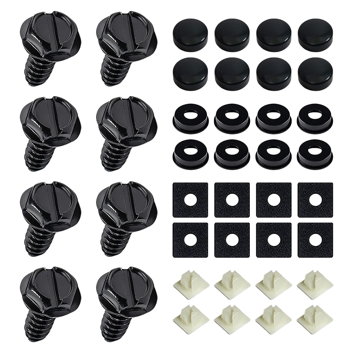8Sets Stainless Steel License Plate Screws - Rust-Proof & Anti-Rattle Bolts For Car Front & Rear Frame Holder Mounting