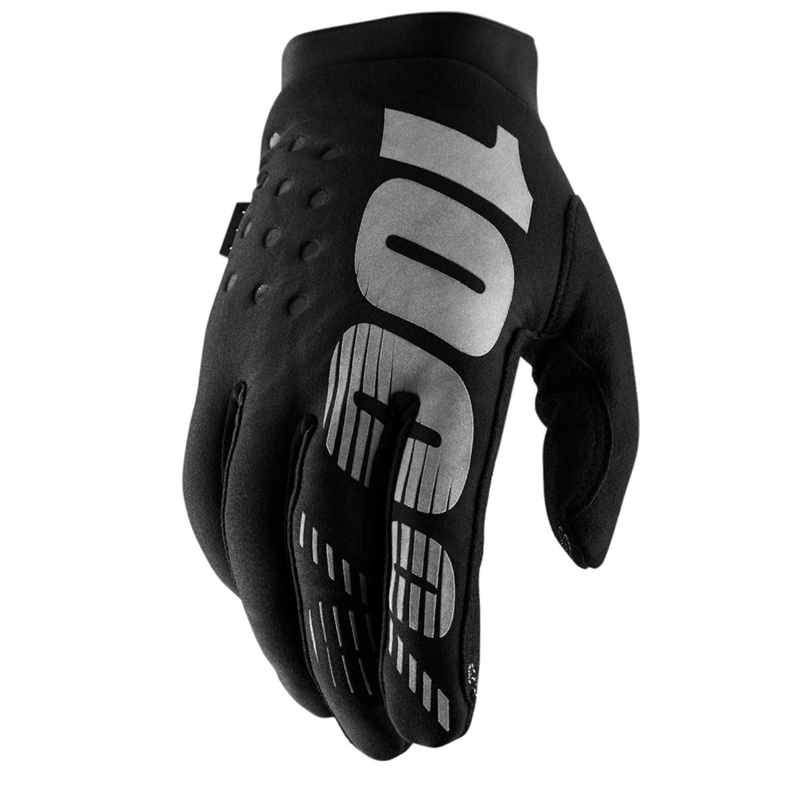 100% BRISKER Cold Weather Motocross & Mountain Bike Gloves - Warm Winter MTB & MX Powersport Racing Protective Gear (XL - Black/