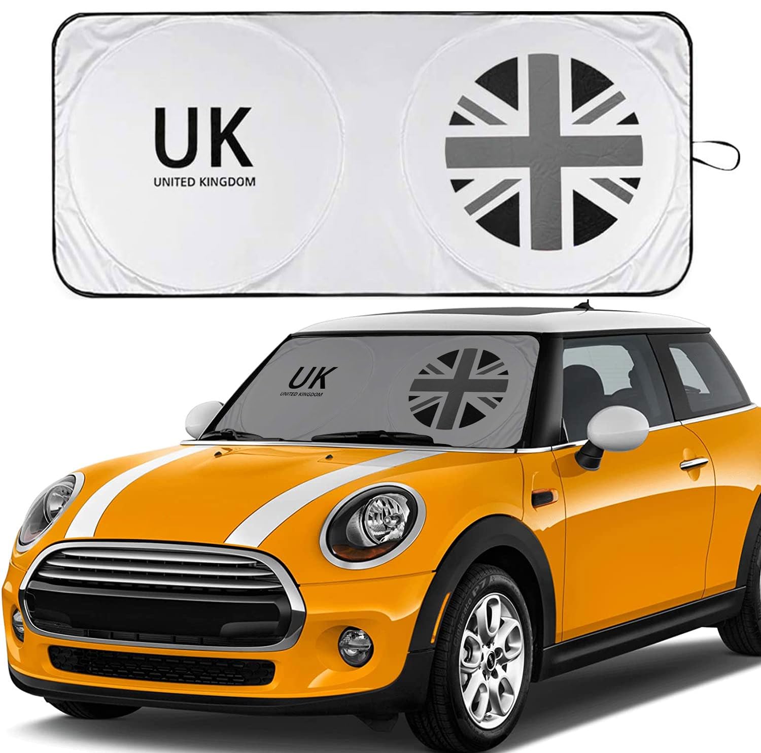 Mini Cooper Union Jack Windshield Sunshade Compatible With Mini Cooper Clubman Countryman Union Jack Accessories Blocks Uv Rays Keep Vehicle Cool(Grey)
