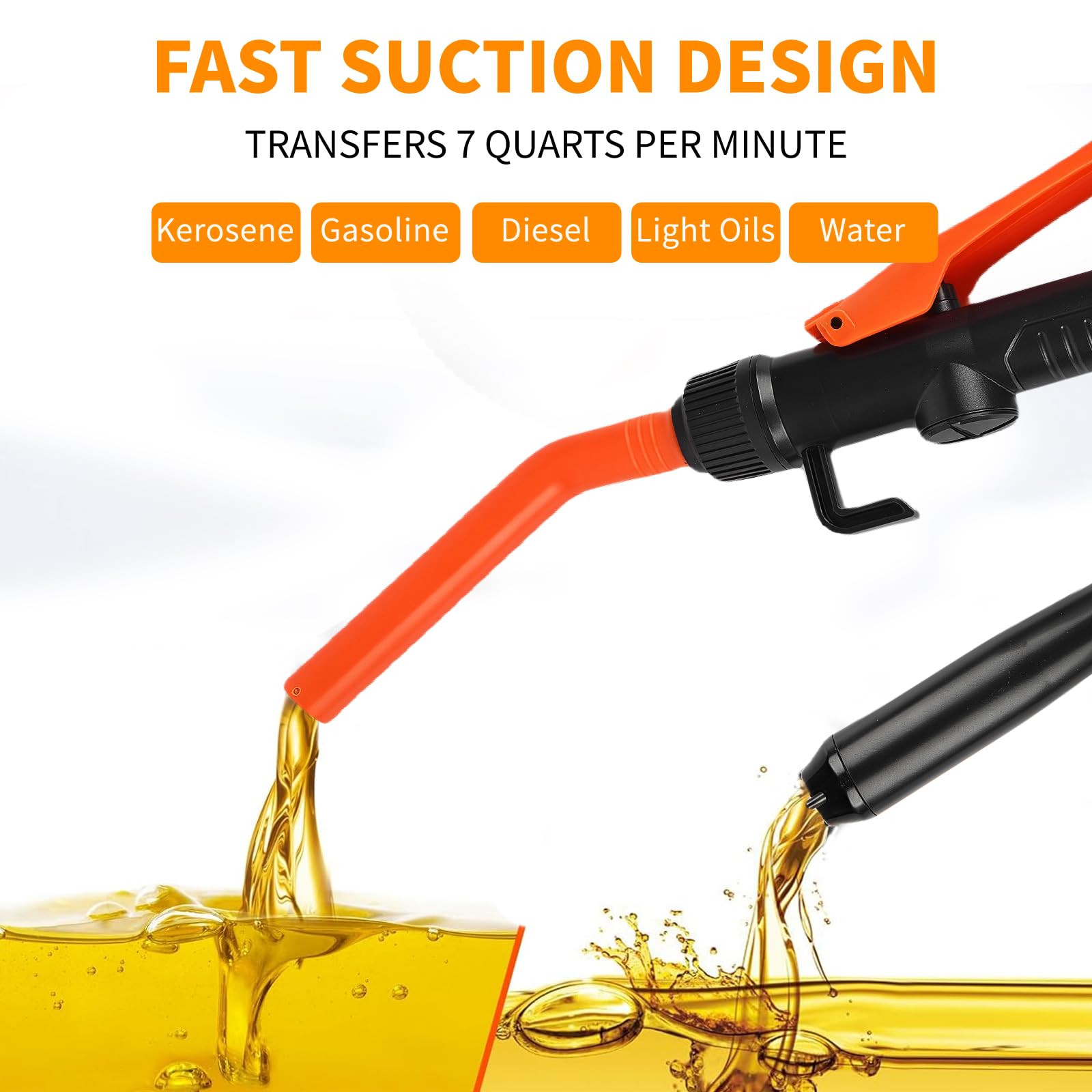 Portable Power Battery Pump, Battery Operated Electric Siphon Pump Water Transfer Pump, Easy to Use Manual Portable 2.4GPM Pump