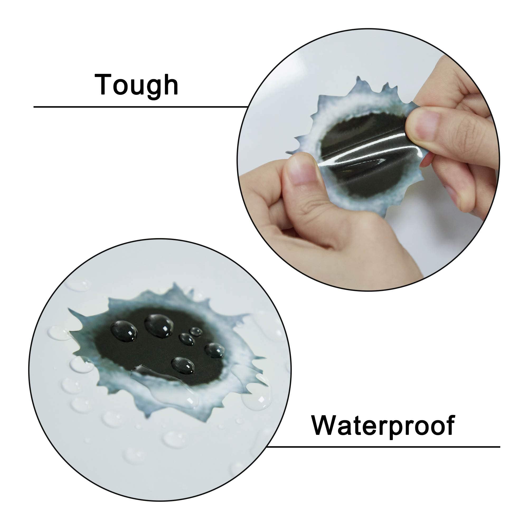 Tomall 96-Hole 3D Bullet Hole Car Stickers Simulation Stereoscopic Fake Guns Bullet Hole Stickers Automotive Tattoo Hood Front Cover Decorations Accessories Bullet Waterproof Car Decals 4 Sets