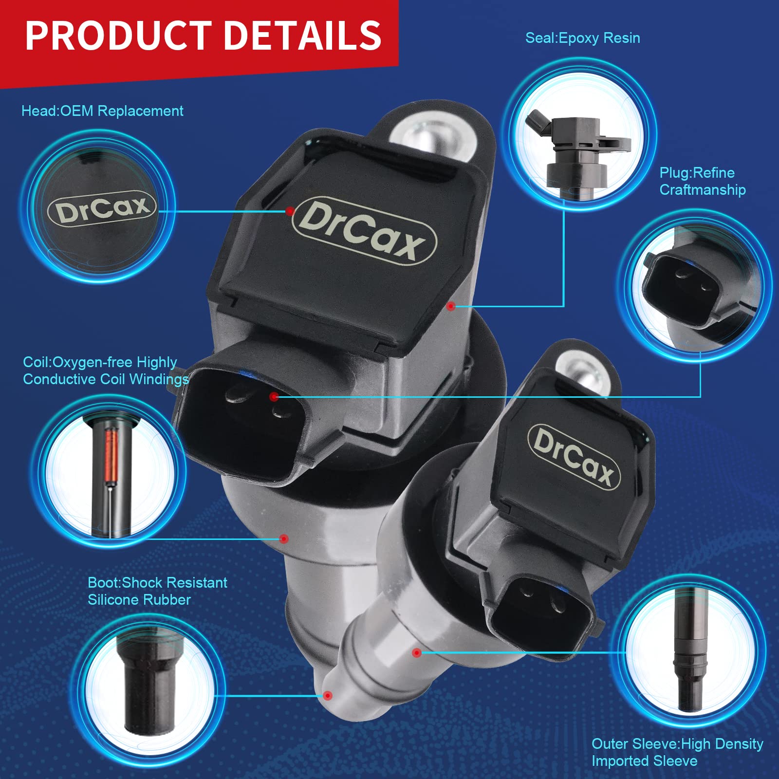 Drcax Oem Ignition Coil Uf707 27301-2B110 Compatible With Kia Forte Veloster Koup Replaces B284 C936 Gn10683 178-8544 E1207-1.6L