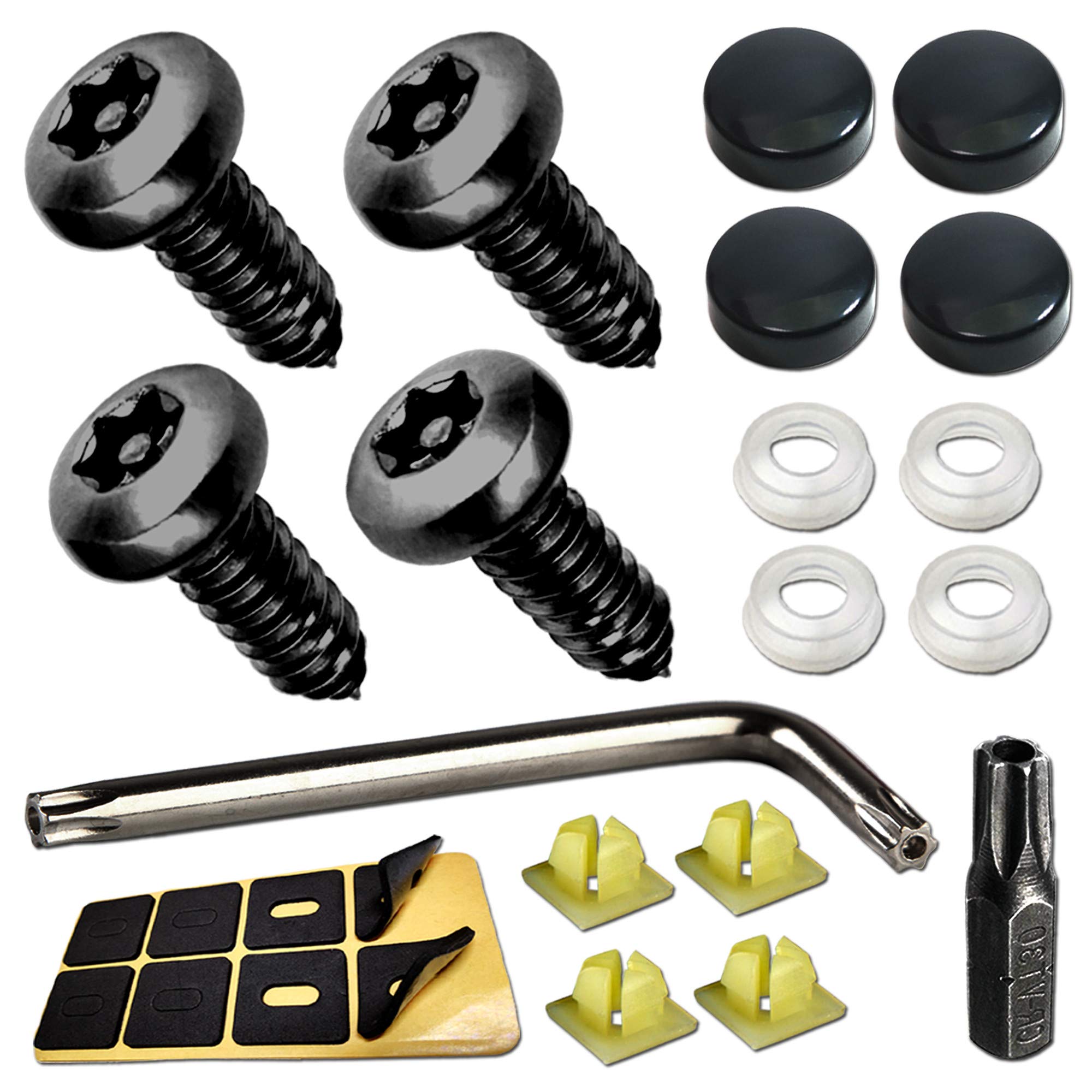 Aootf Black License Plate Screws- Anti Theft Screws For Car Tag Frame Cover, Stainless Steel Mounting Hardware Kit For Front/Rea