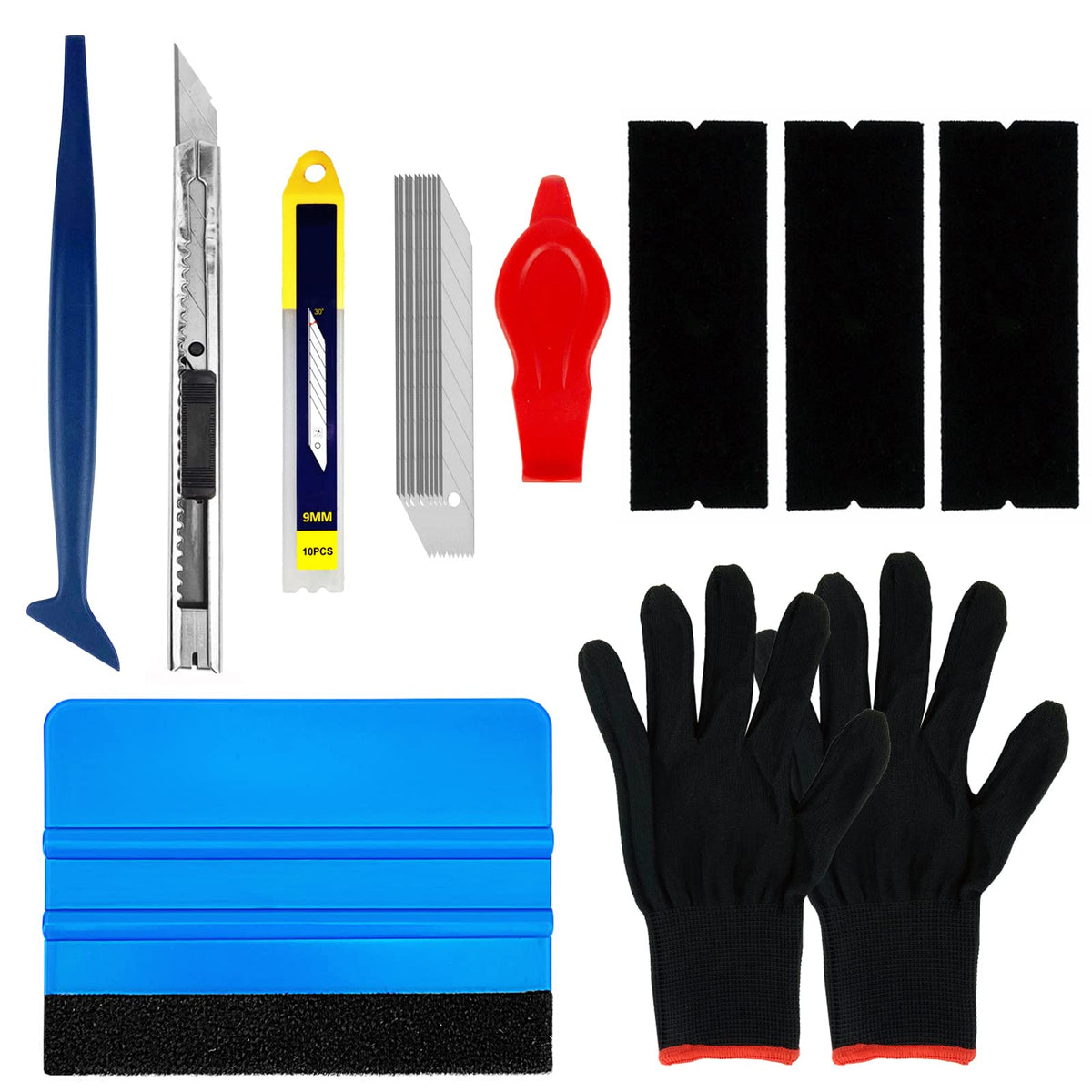Cartints Car Wrapping Vinyl Kit Window Tint Film Application Tools With Edge Trimming Squeegee, 9Mm Knife, Felt Squeegee