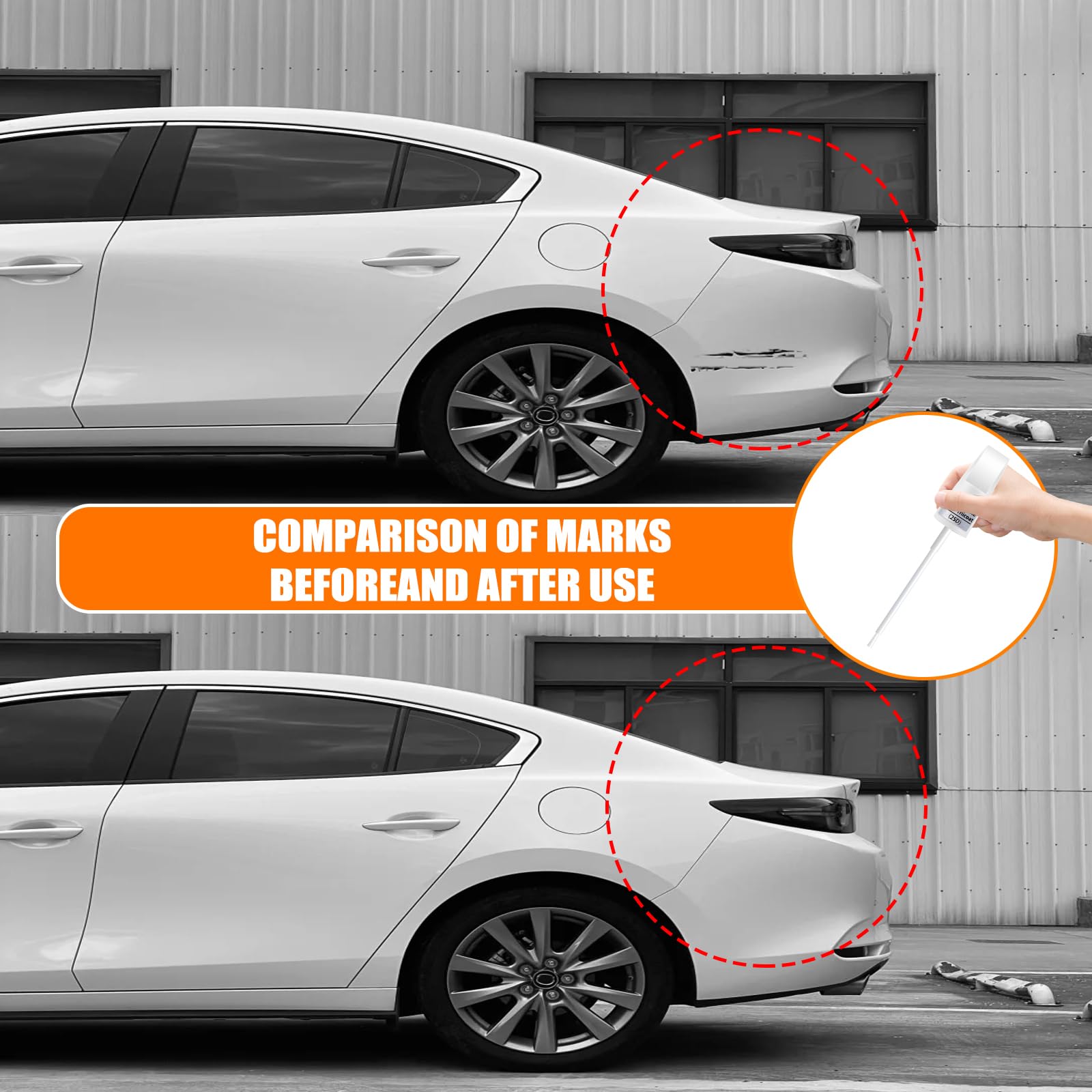 SNSIR Touch Up Paint Pen - 0.4 Fl Oz, Machine Gray Metallic, Car Scratch Repair for Mazda, Two-In-One Premium Remover
