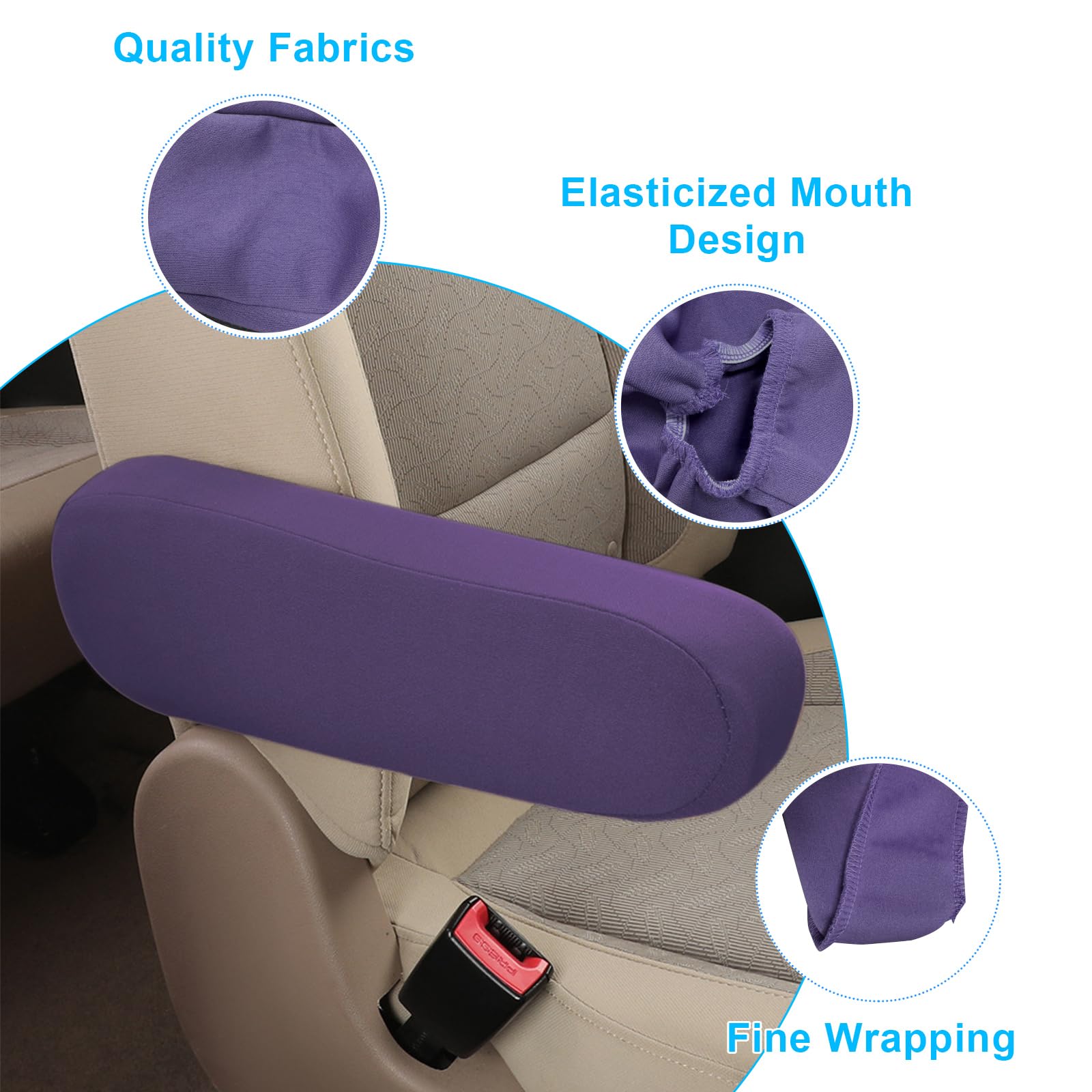 Kewucn 2 Pcs Car Front Seat Armrest Covers, Elastic Fabric Auto Seat Armrest Protectors, Universal Seat Arm Rest Cover Replaceme