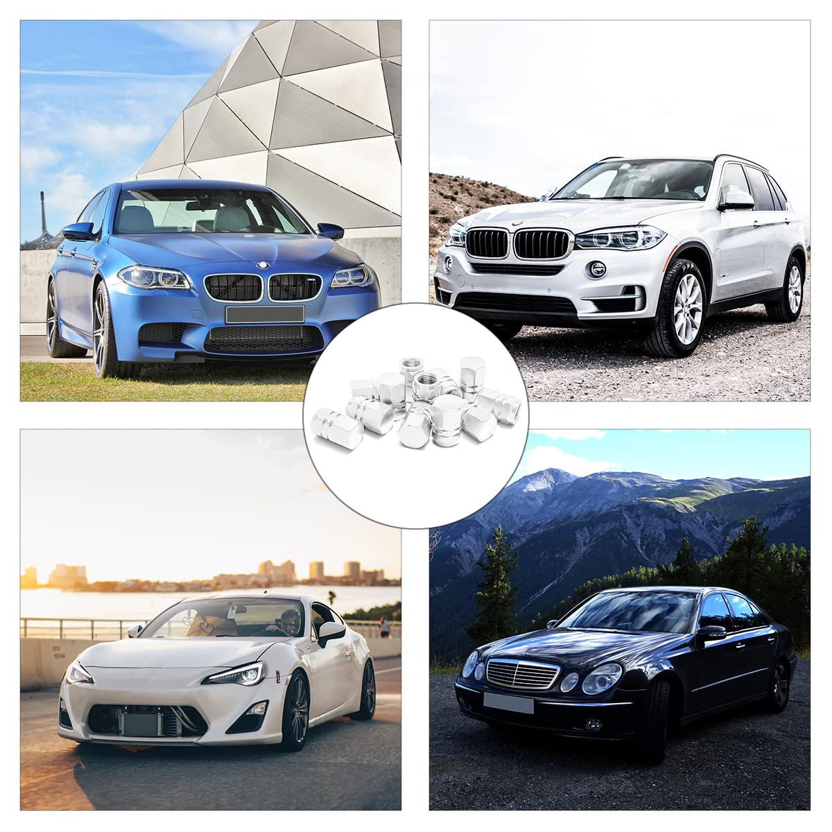 12 Pcs Car Tire Valve Stem Caps, Airtight Caps/Covers, Universal For Cars, Bicycles, Motorcycles, Suvs, Car Accessories For Men Women (Silver)