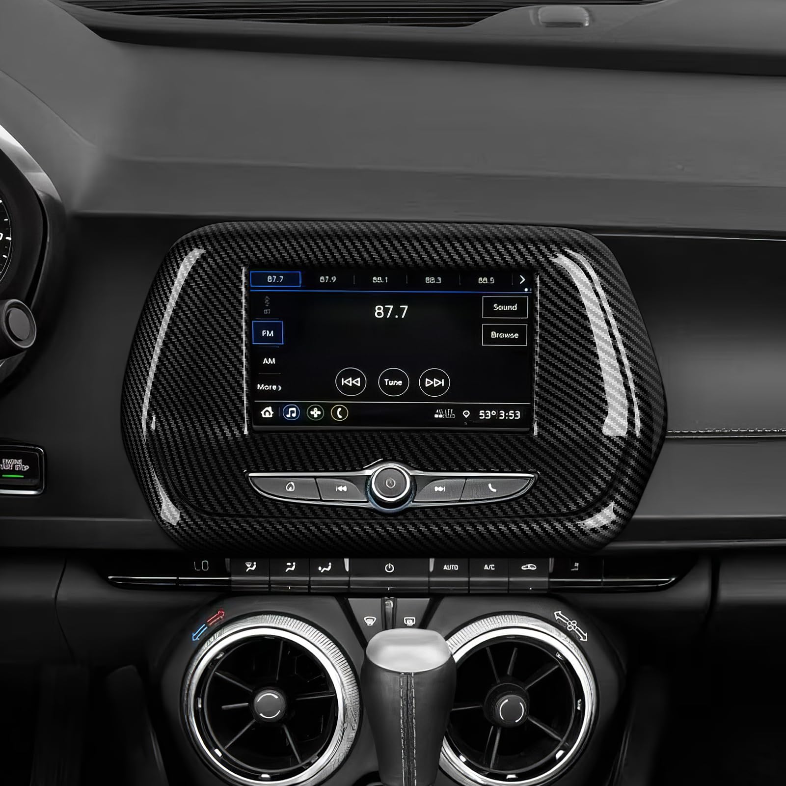 Car Center Control Panel Sticker Cover ABS Carbon Fiber Decal Interior Trim for Chevrolet Camaro ZL1 2016 2017 2018 2019 2020 20