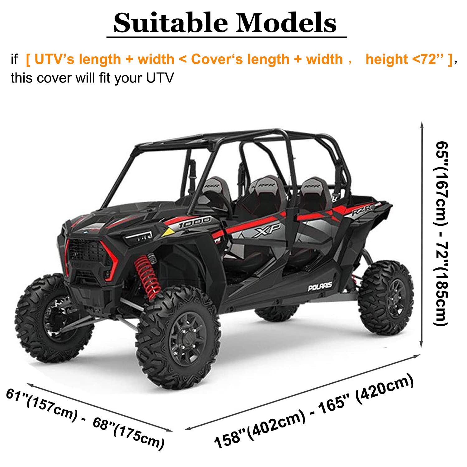 Neverland Utv Cover Heavy Duty Ranger Cover Waterproof 4-6 Seater Side By Side Covers 4 Door All Weather Storage Reflective Strip For Polaris Rzr Xp Can Am Defender Defender Maverick Yamaha