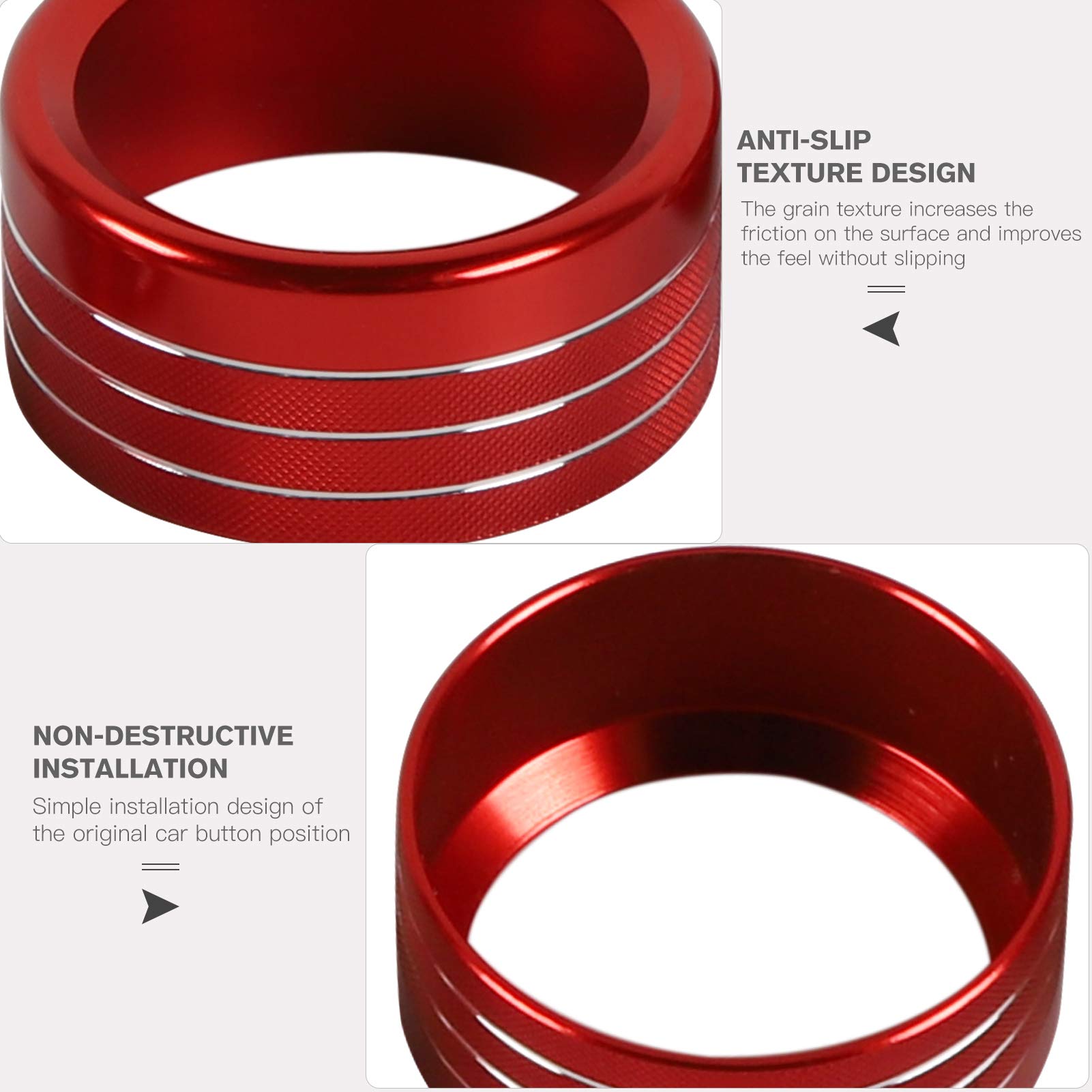 Voodonala for Dodge RAM Aluminum Center Console AC Radio Headlight Dashboard CD Switch Climate Control HVAC Knob Cover for 2018-