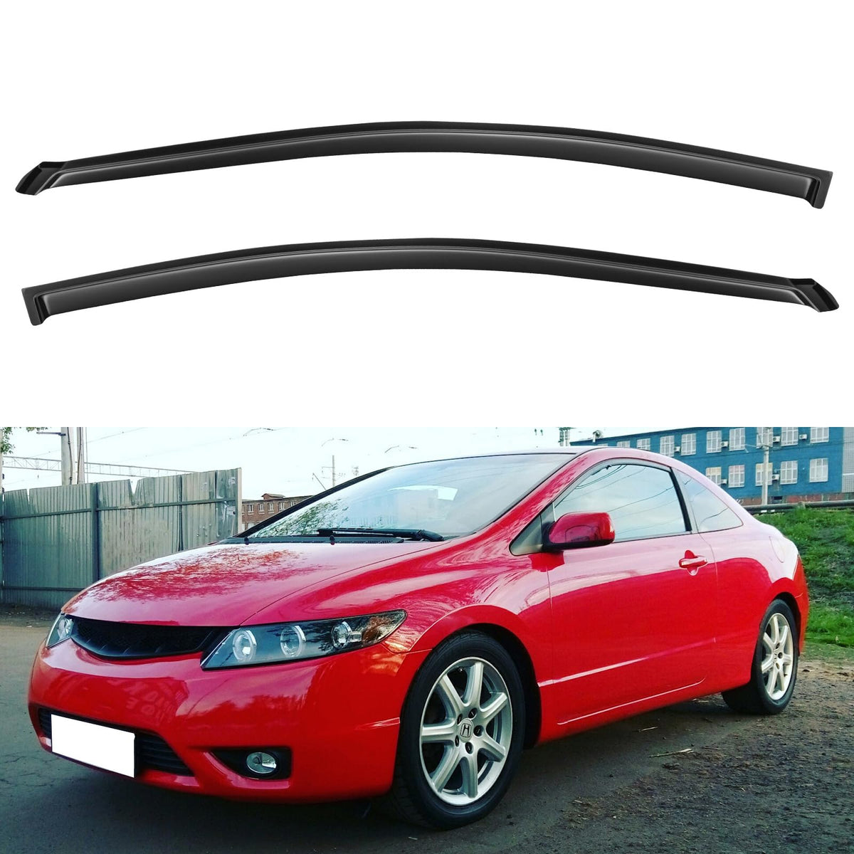Window Visors Rain Guards for 2006 2007 2008 2009 2010 2011 Honda Civic, Out-Channel Window Vent Wind Deflectors Visors Shades f