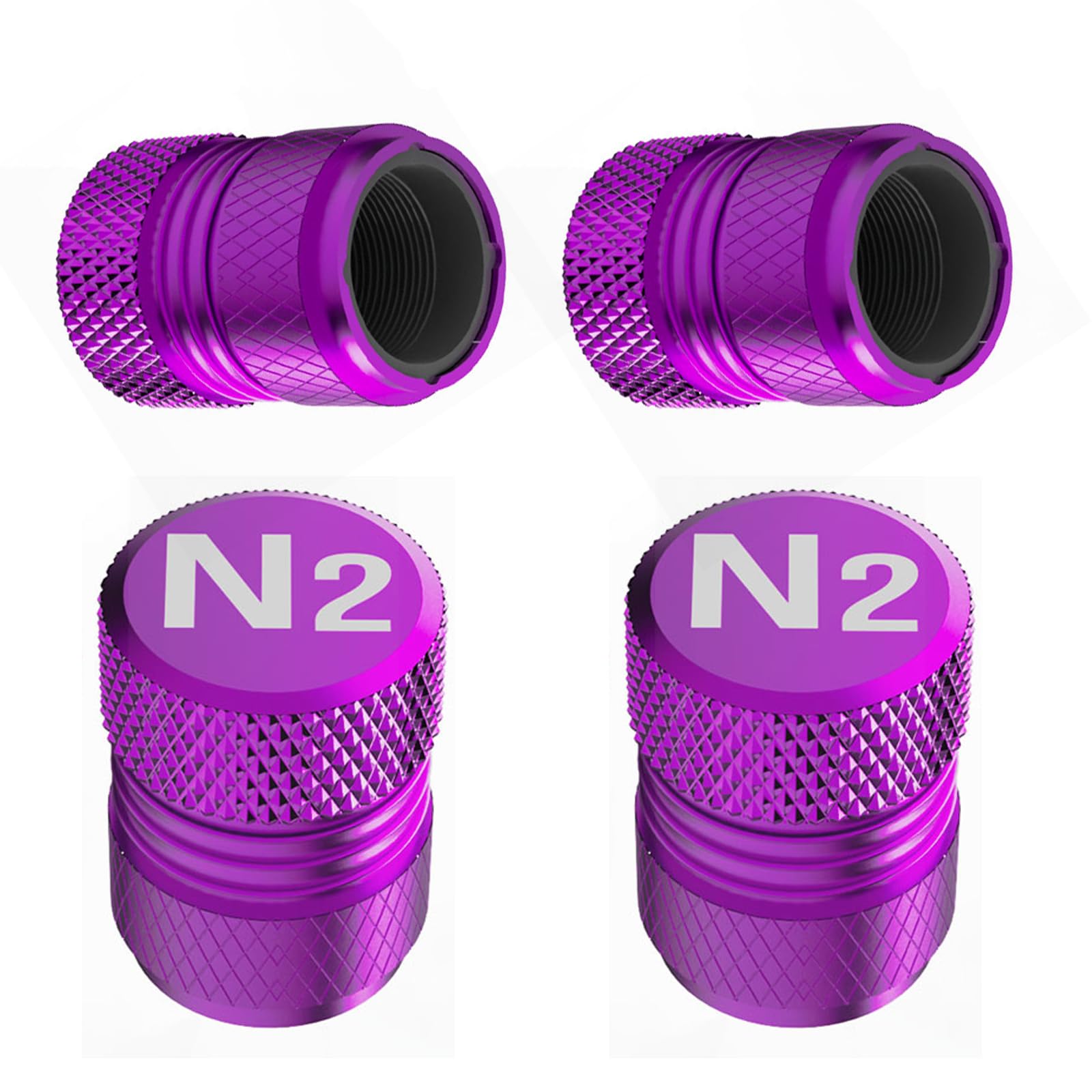 Tire Valve Stem Caps - 4 Pack Anti-Corrosion Premium Anodized Alloy Tyre Air Valve Caps N2 Nitrogen For Car Suv Bike Purple