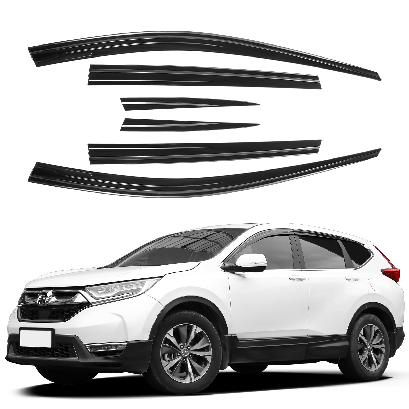 Aclong Black Rain Guards Fit For Honda Cr-V (Crv 2017 2018 2019 2020 2021 2022 Tape-On Side Shatterproof Window Visor, Window De