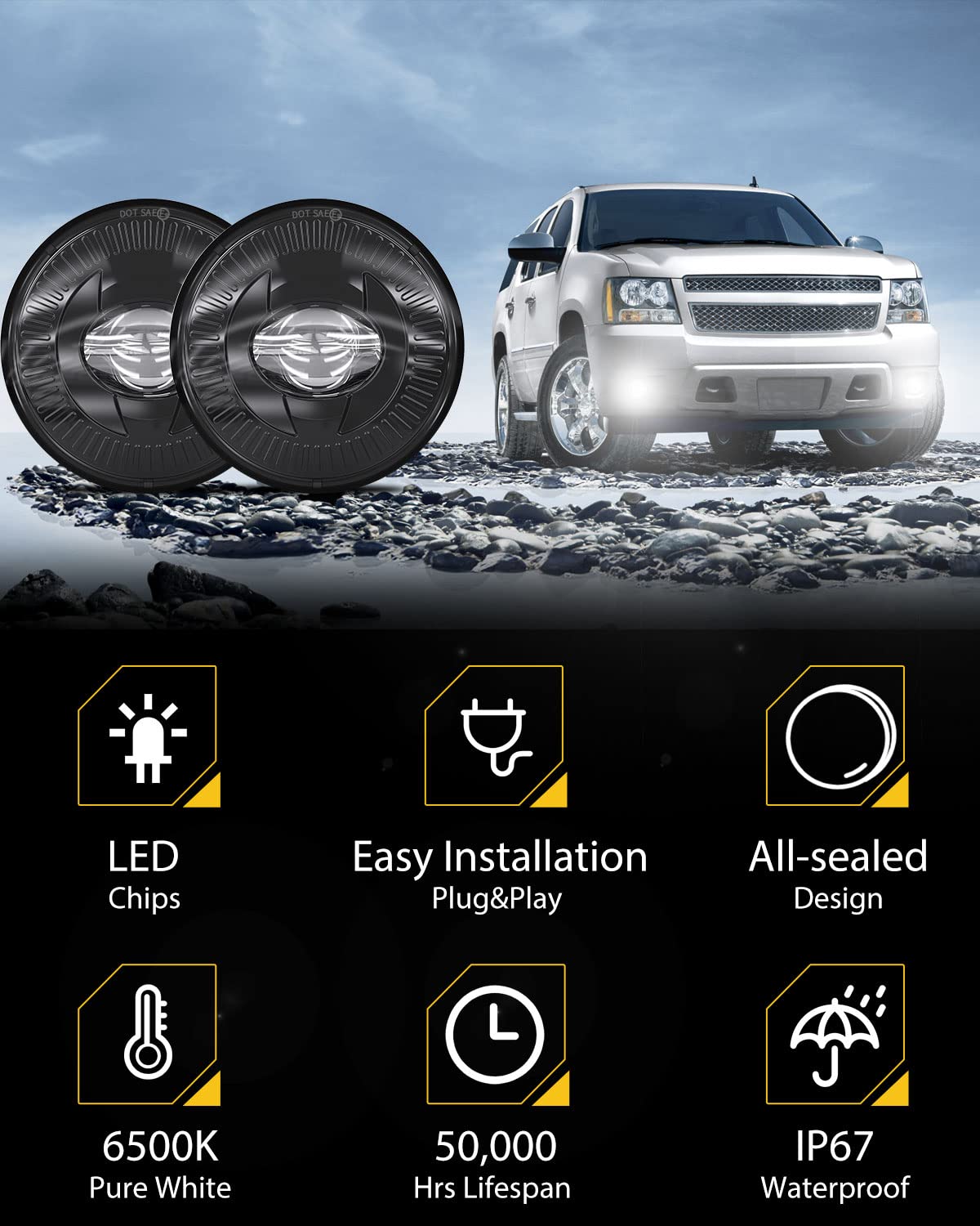 Bicyaco Led Fog Lights 5202 Compatible With 07-14 Suburban/Tahoe/07-13 Avalanche/10-13 Camaro/15-16 Colorado/15 Silverado/Gmc Ac