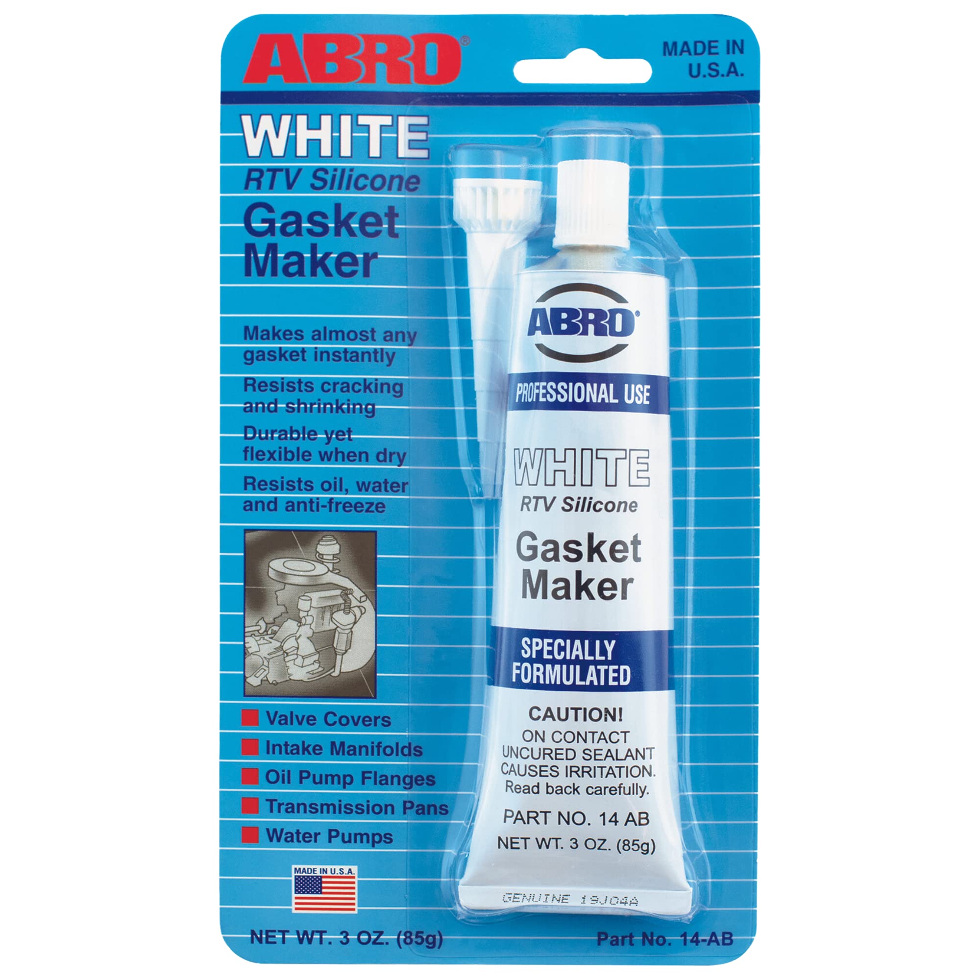 Abro White Rtv Silicone Instant Gasket Maker 3 Oz.