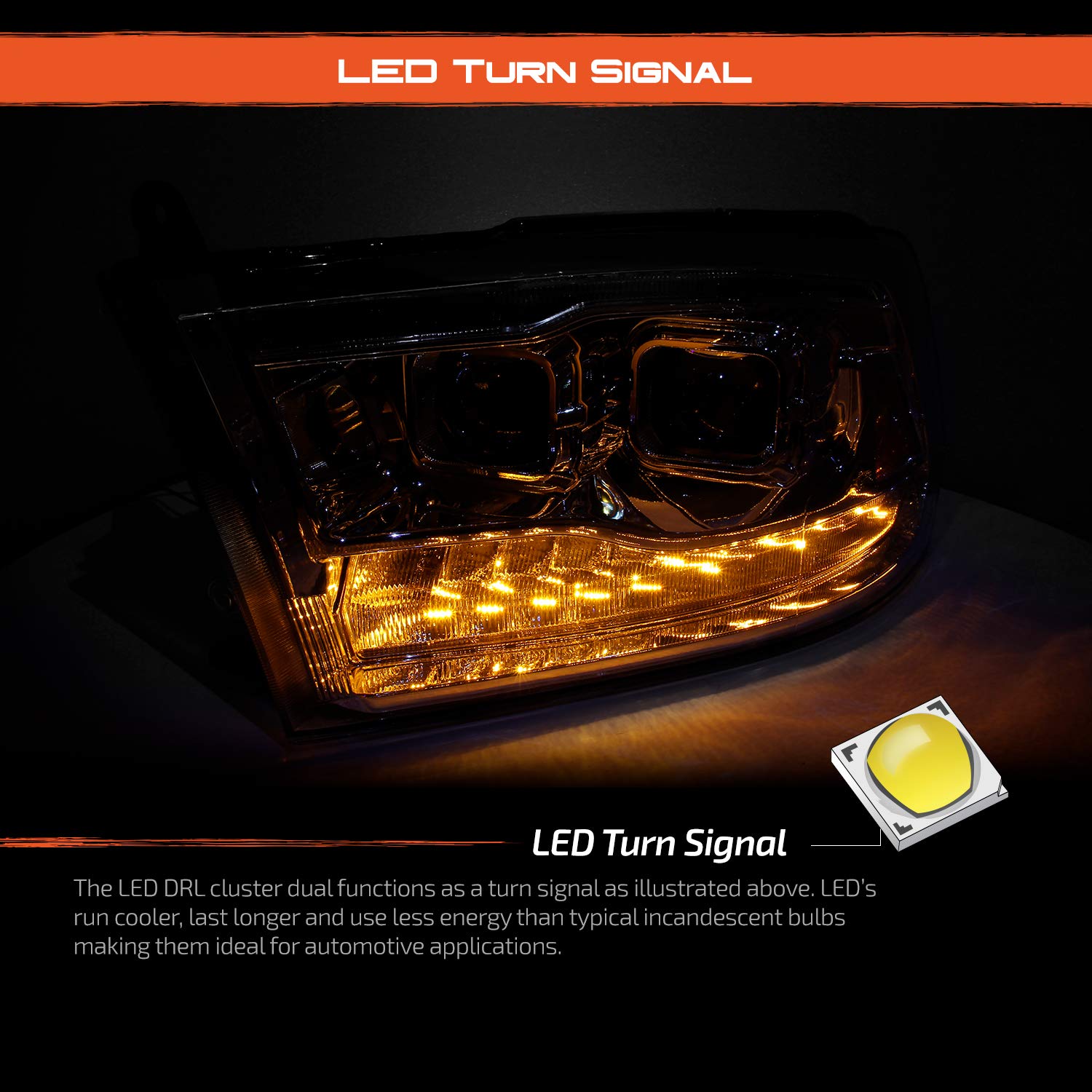 Akkon - [Factory Upgrade For 09-18 Dodge Ram 1500 2500 3500 Dual Projector Led Drl Headlights With Light Bulbs