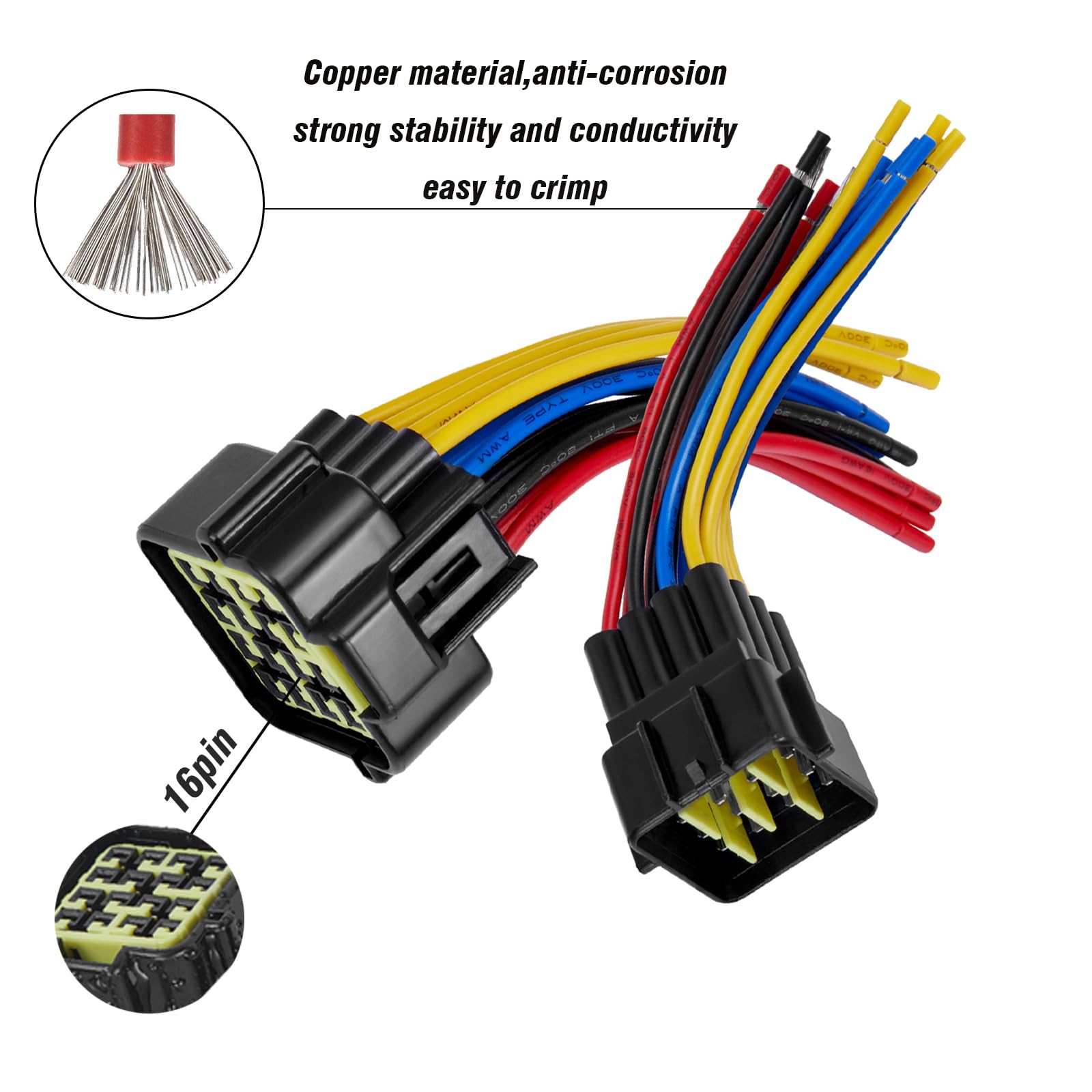 Zhofonet 16 Pin Waterproof Connector,Waterproof Electrical Car Auto Wire Connector,16Awg Male Female Quick Disconnect Wire Conne