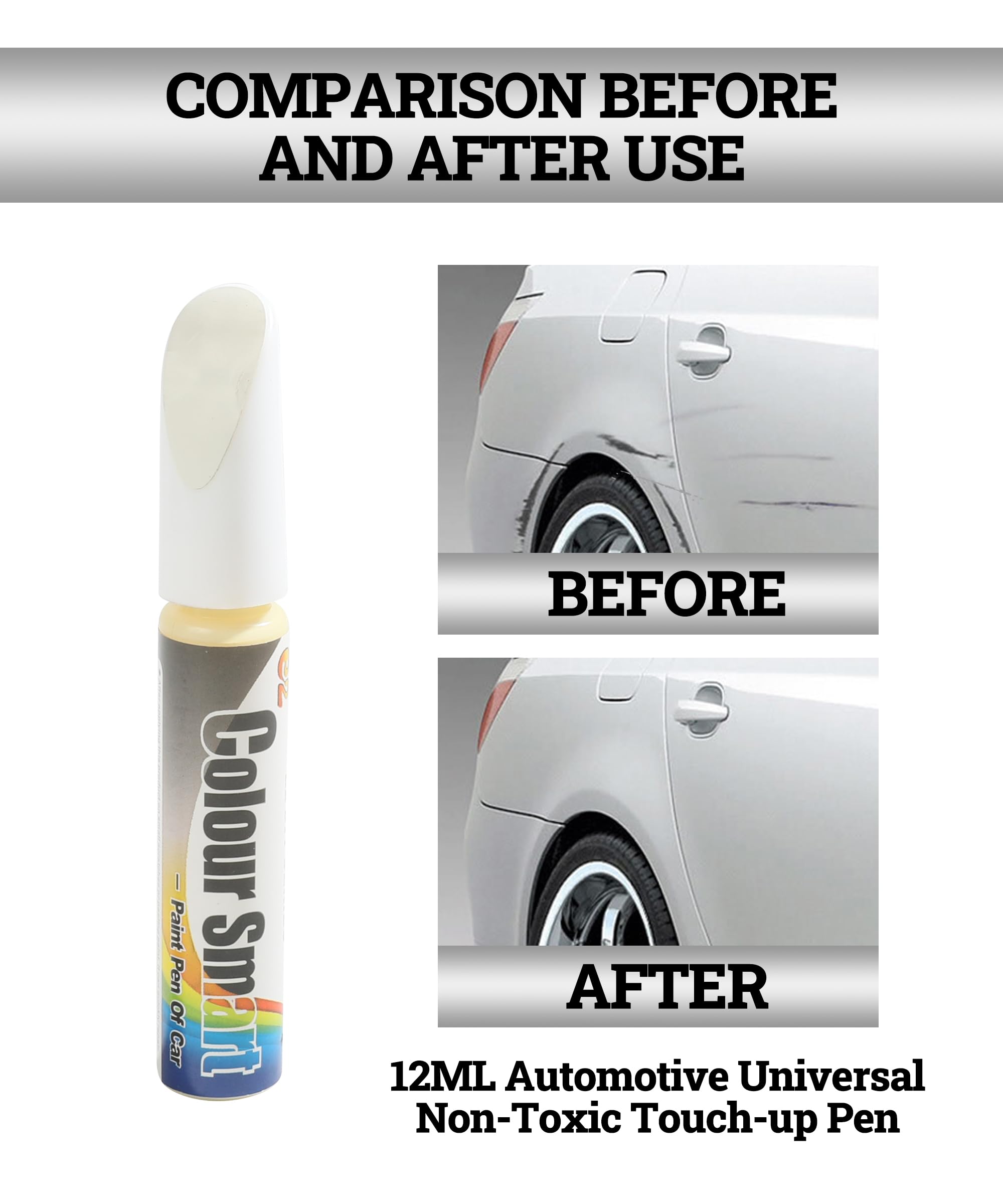 Zlirfy Car Touch Up Paint Pen - Automotive Paint Repair, Quick & Easy Scratch Removal, Clear Painting Pen for Cars (White)