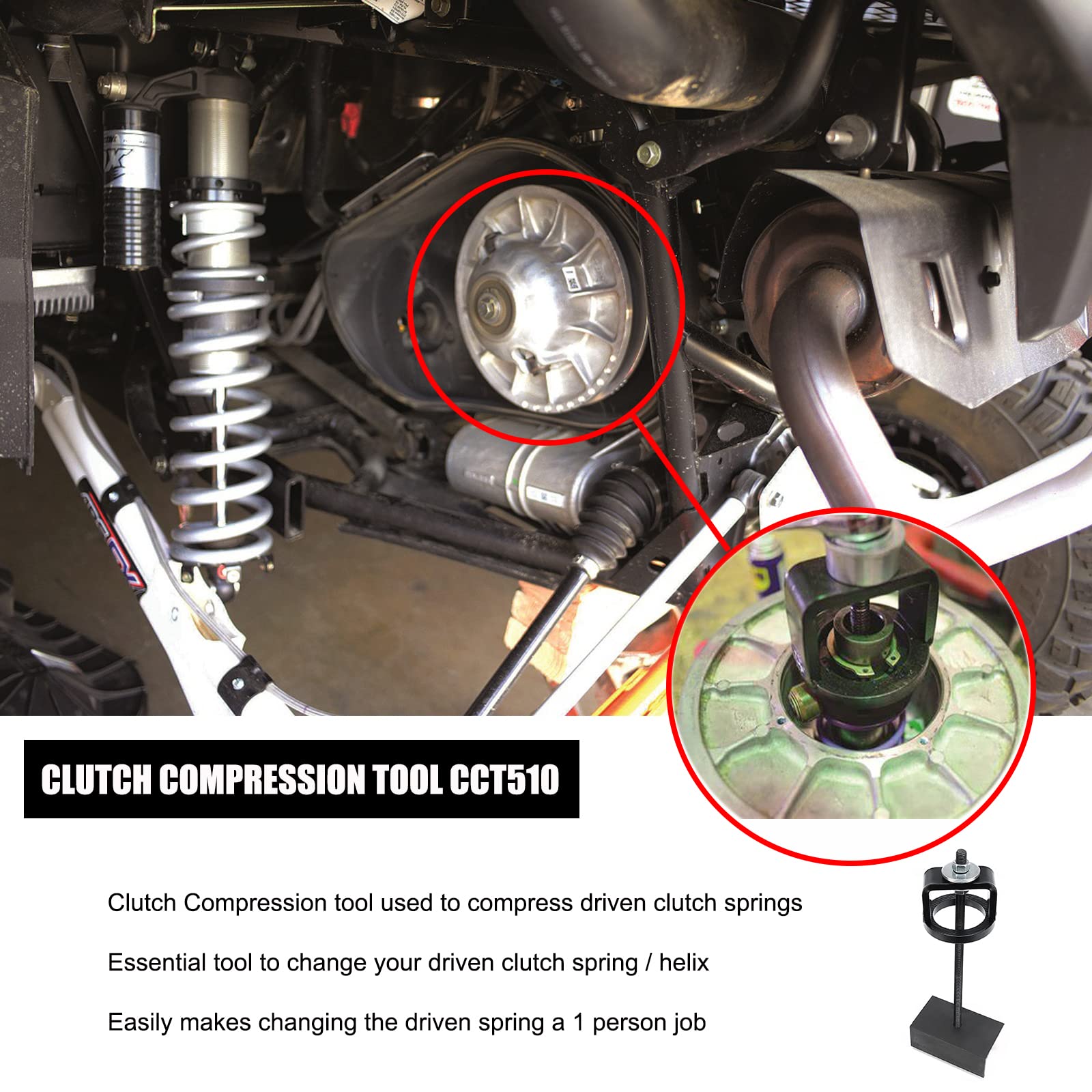 Clutch Compression Tool Cct510 - Compatible With Most Polaris, Kawasaki, Kymco, Yamaha - Secondary Clutch Compression Tool