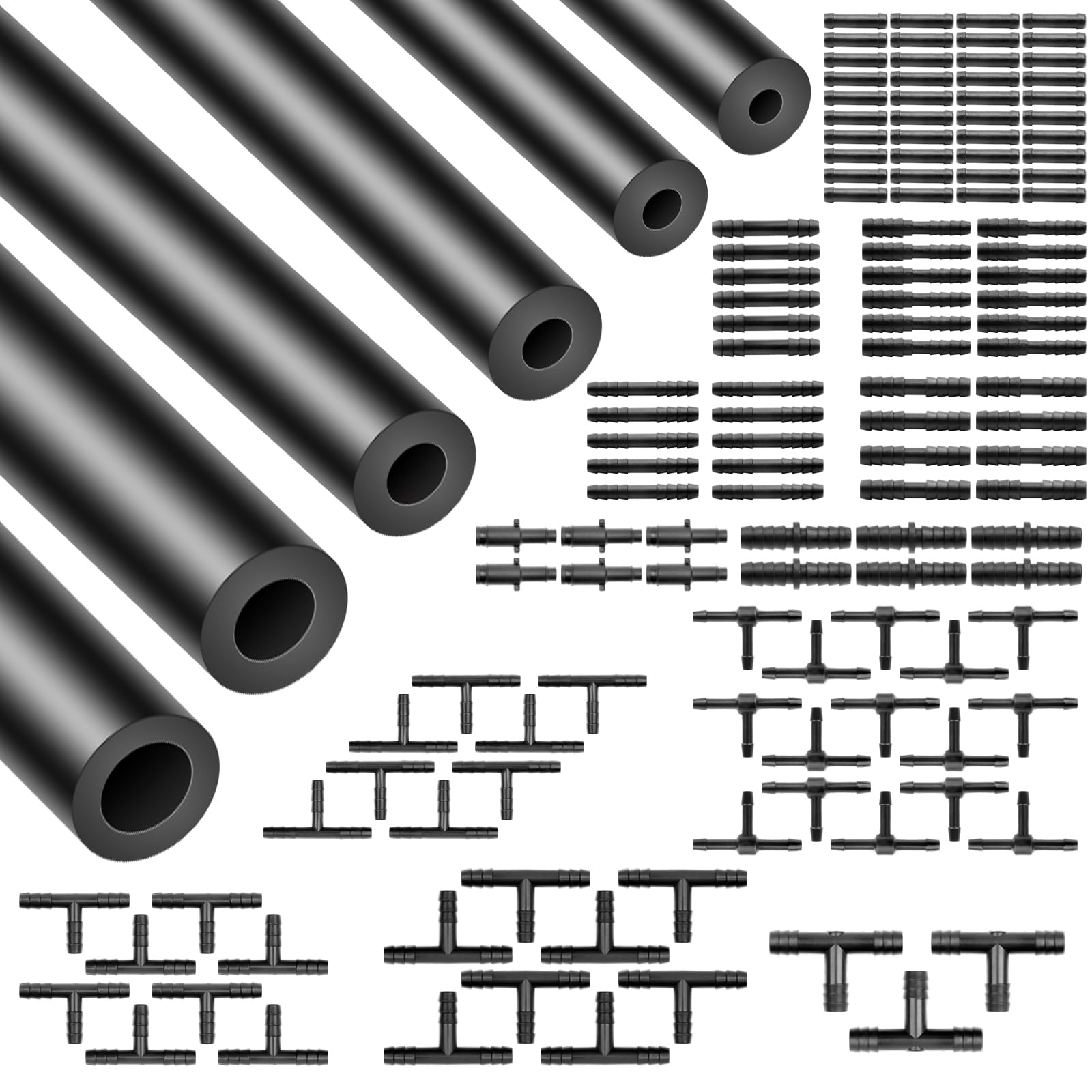 Shineyoo Silicone Vacuum Tubing Hose 6.6 Ft 6Pcs With Vacuum Connector 12 Sizes 128Pcs, 1/8'' 5/32'' 3/16'' 1/4'' 5/16'' 3/8'' I