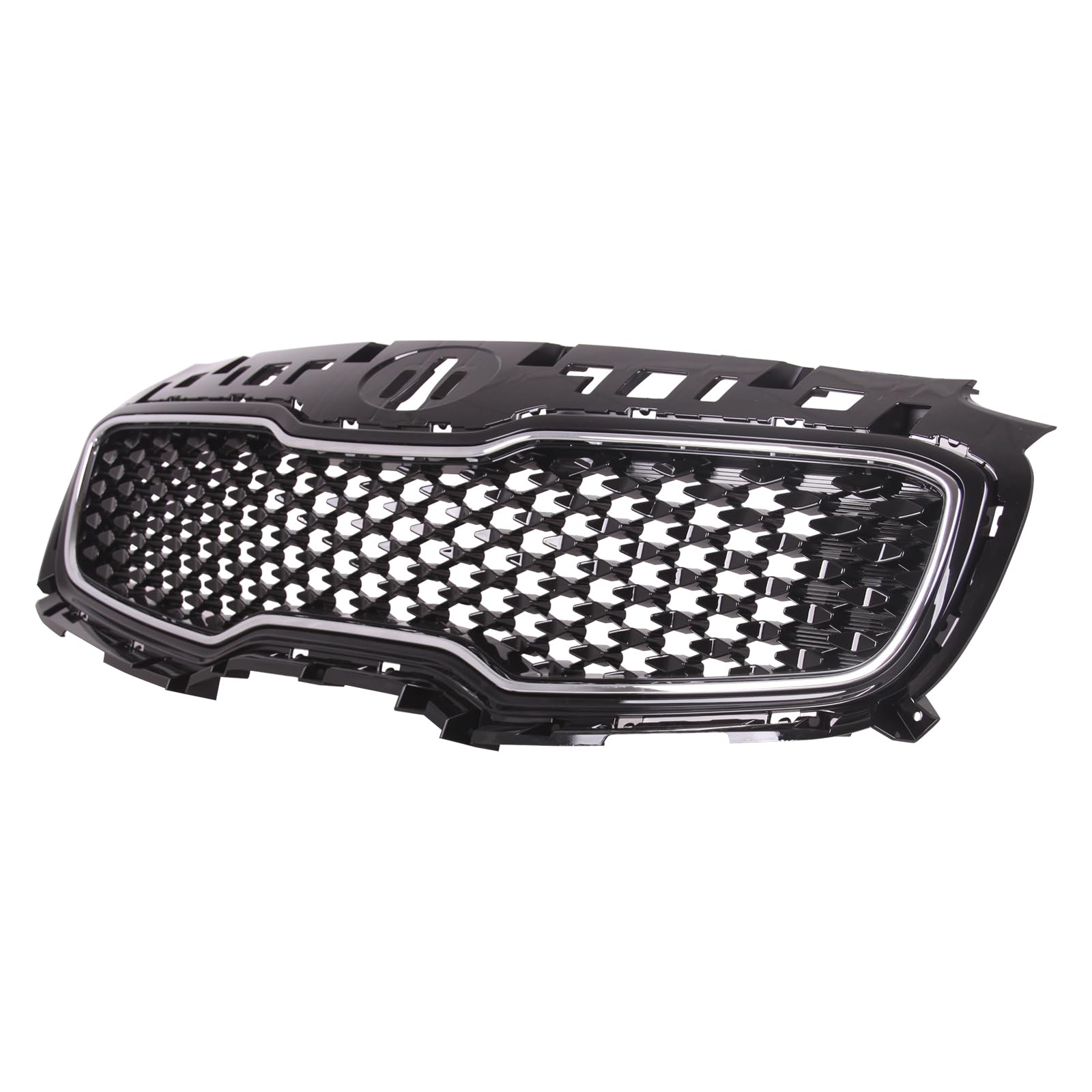 TYG (CAPA QUALITY) Chrome Front Grille Compatible with 2017-2019 Kia Sportage Gloss Black Chrome Trim, ABS OEM Replacement Bumpe