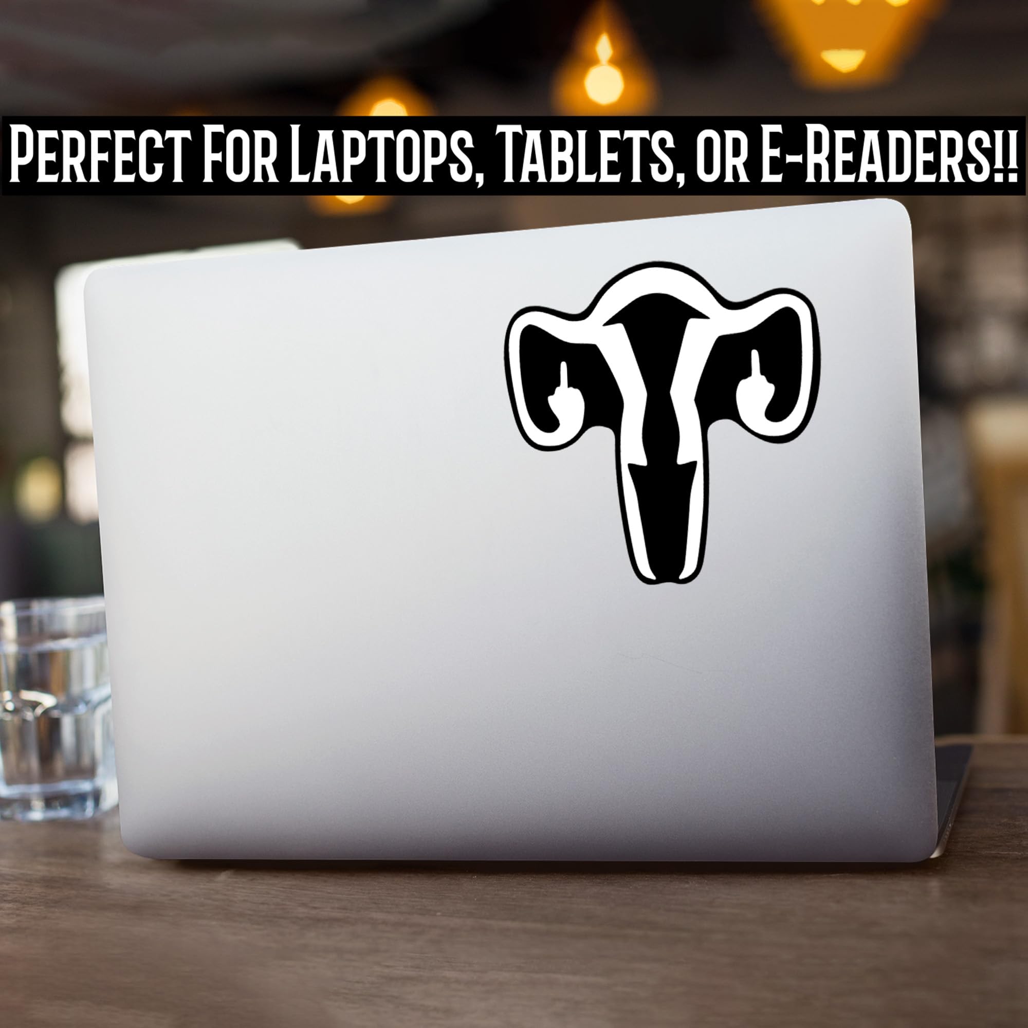 Ovary Flipping The Bird Vinyl Decal Sticker | Cars Trucks Vans SUVs Windows Walls Cups Laptops | White on Black Background | 5.5 x 5.2 Inches | KCD2180