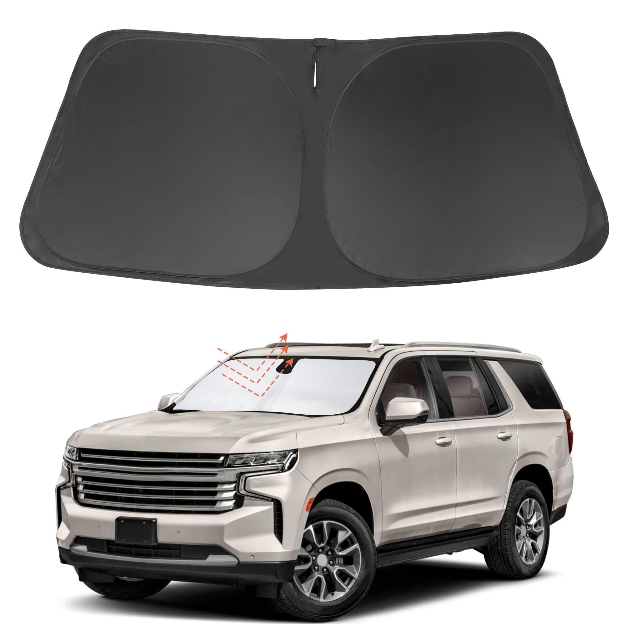 Yycke Windshield Sun Shade Accessories Compatible With 2021-2024 2025 Tahoe For Chevrolet Foldable Sunshade Sun Visor Blocks Uv