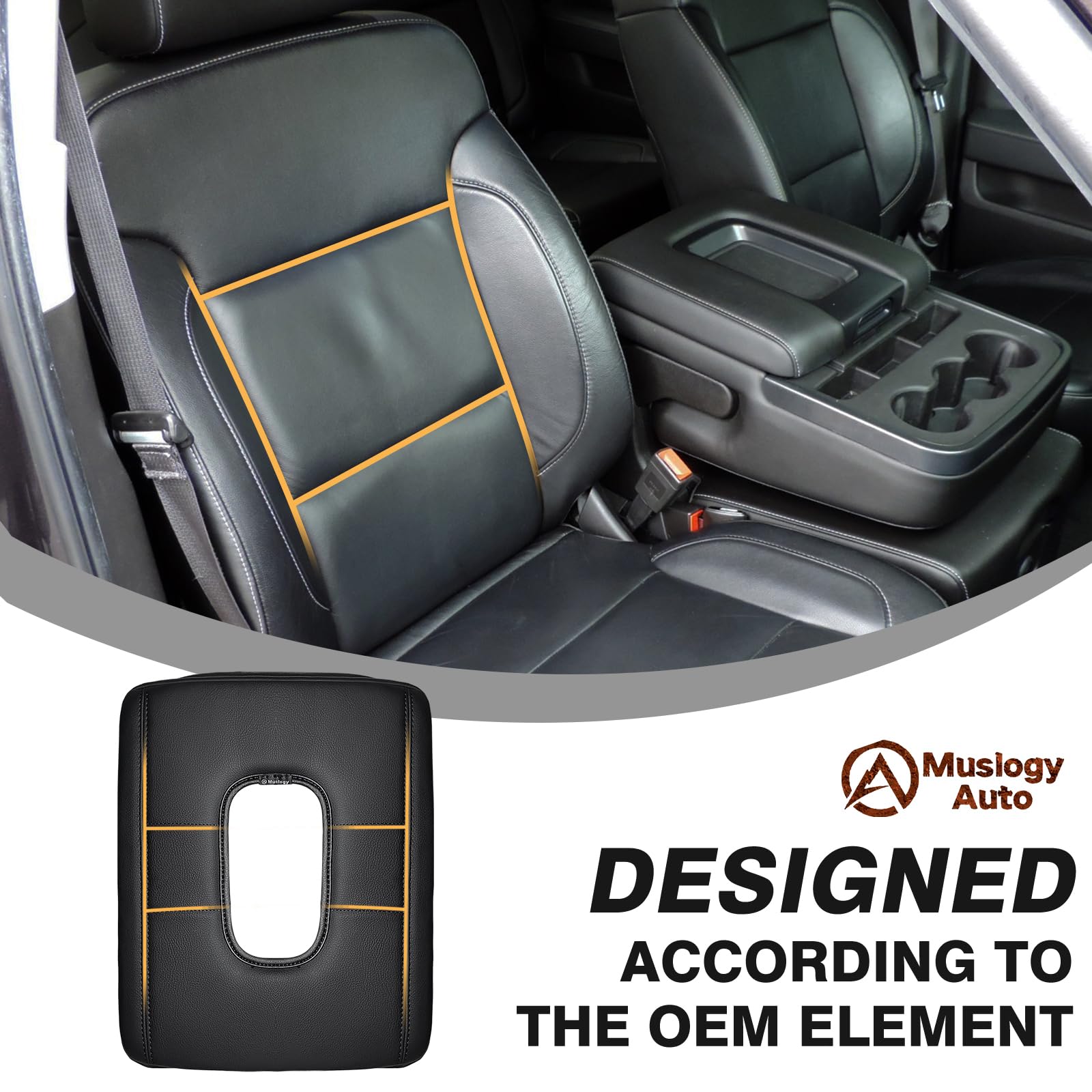 Muslogy Center Console Armrest Cover For Chevy Silverado & Gmc Sierra 1500 2500 3500Hd 2014-2018 Comfort Armrest Pad Arm Rest Cu