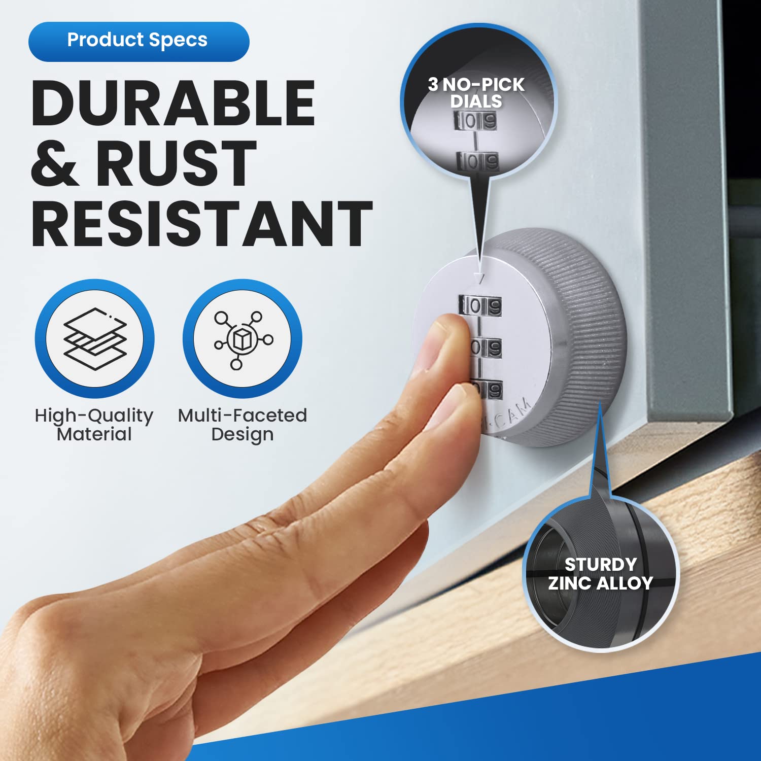 Combi-Cam 7850R-M Chrome Medium 7/8' Combi-Cam Combinated Cam Lock