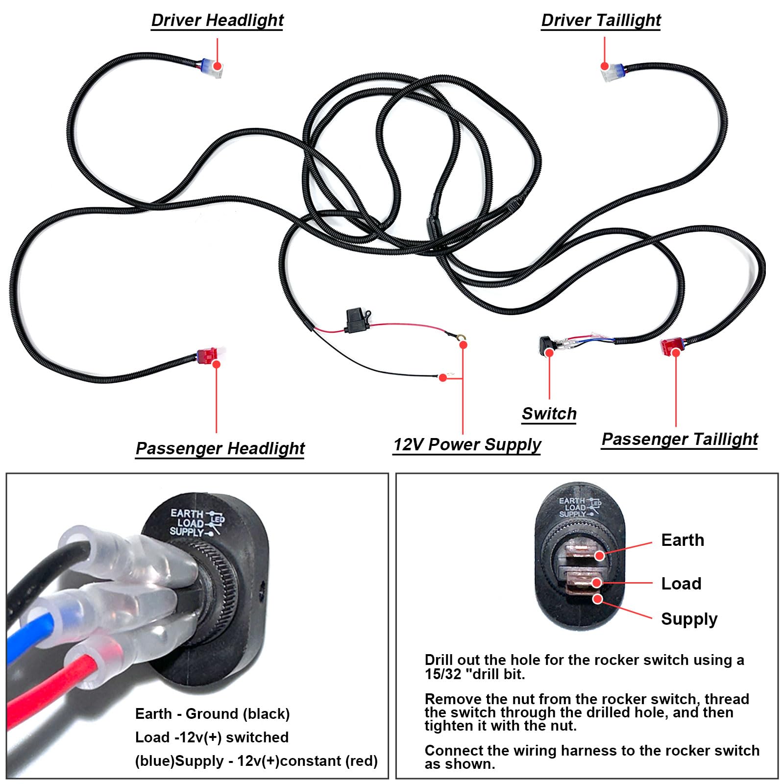 Lochnchn Led Headlight Tail Light Kit Compatible With Ezgo Txt Golf Carts 1996-2013 Street Legal Headlights Kit Tail Light Kit A