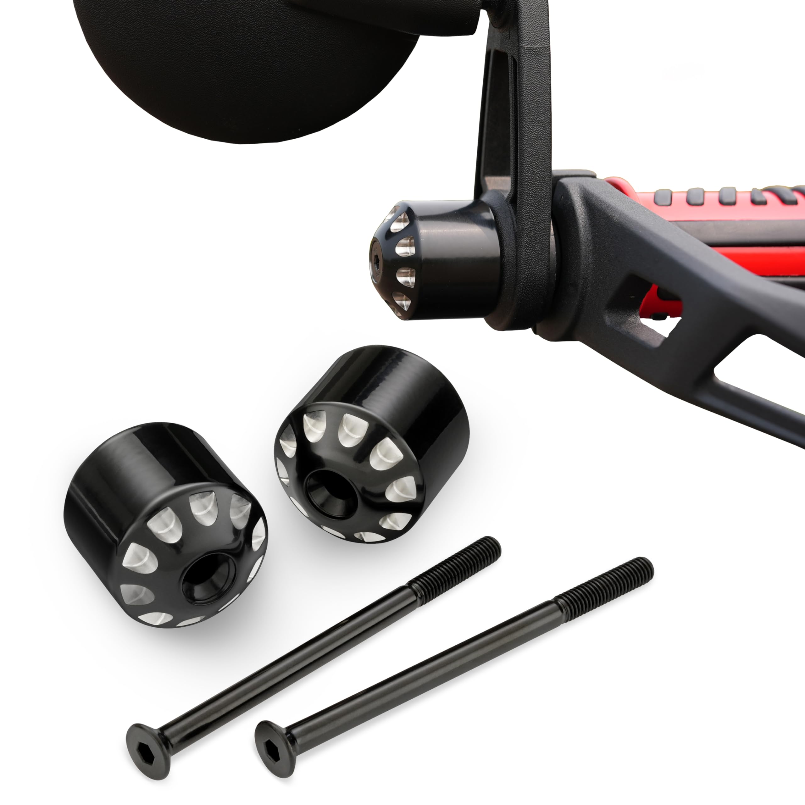 Show Chrome Can-Am Ryker Anti-Vibration Handlebar End Weights - Stainless Steel, Etched, Compatible with OEM Handguards & Increa