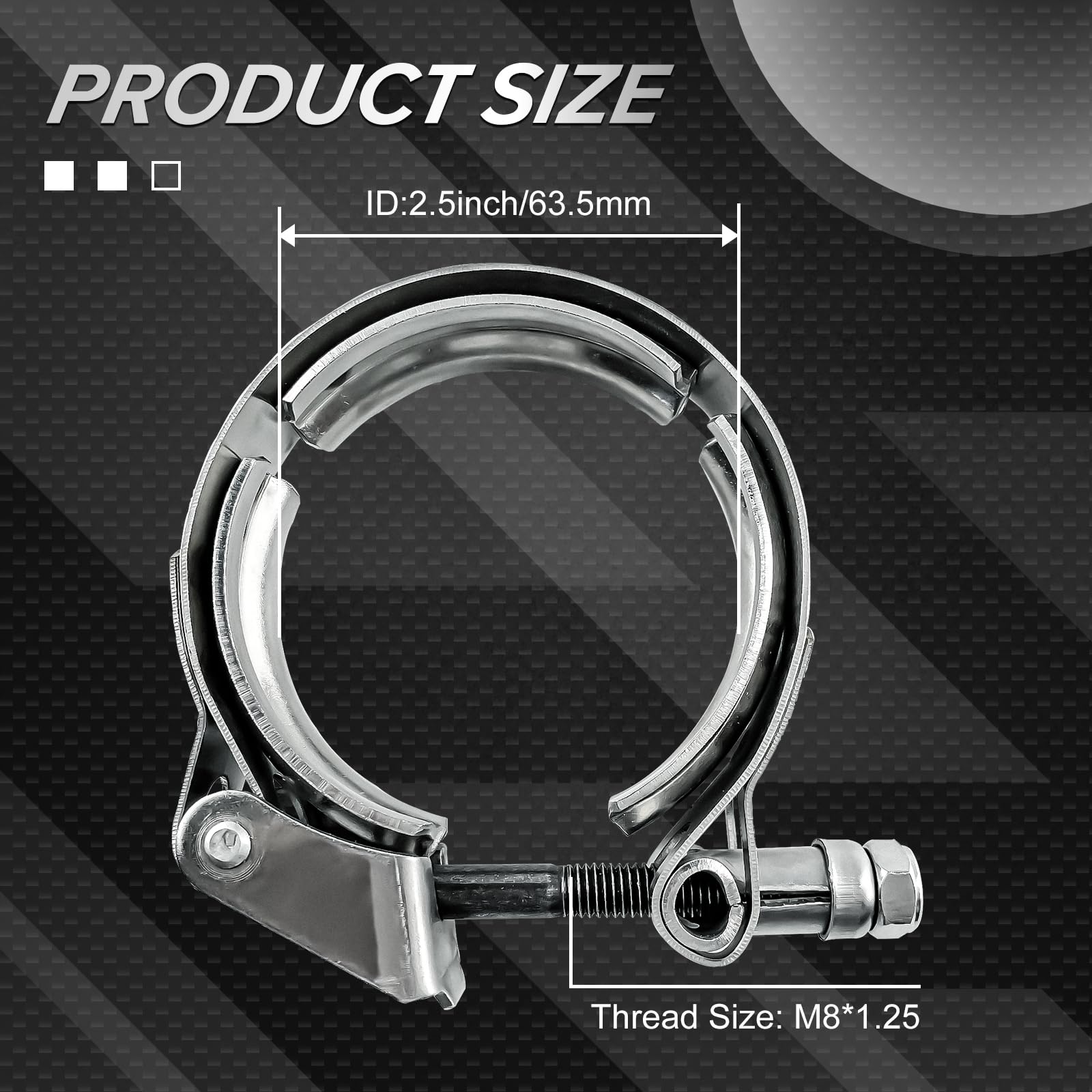 Sykrss 2.5'' Universal Stainless Steel V Band Clamp Flat Flange Kit Assembly (2.5Inch, 2Pcs)